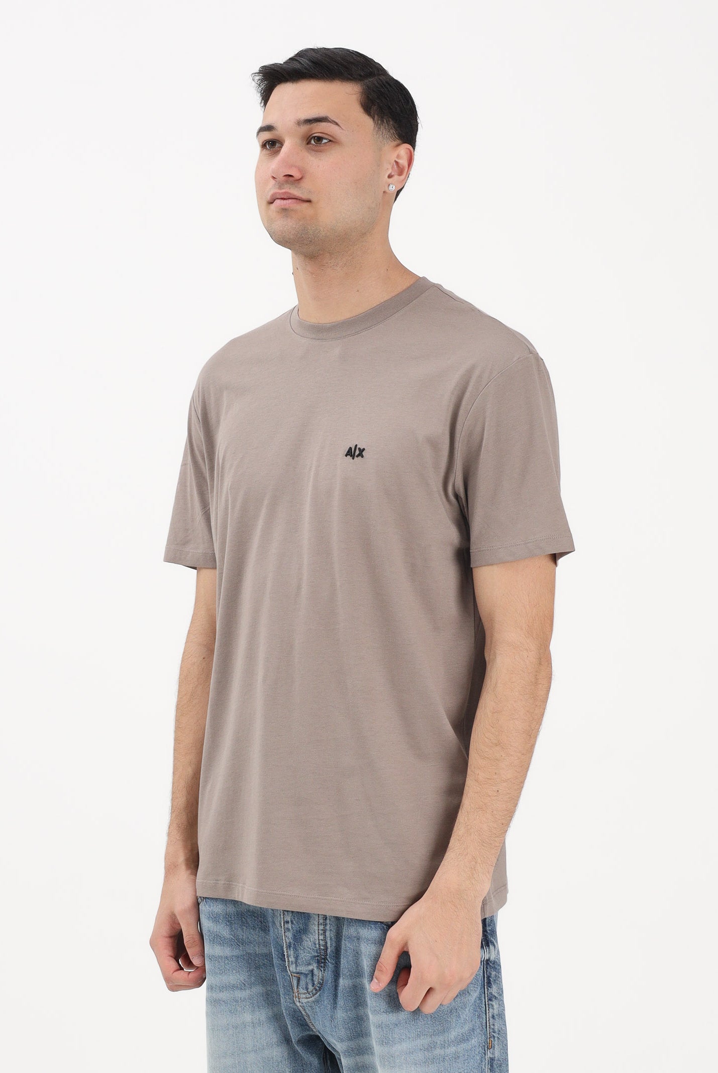 ARMANI EXCHANGE T-shirt a manica corta marrone da uomo con ricamo A|X XM001568AF10358 U6107 ARMANI EXCHANGE
