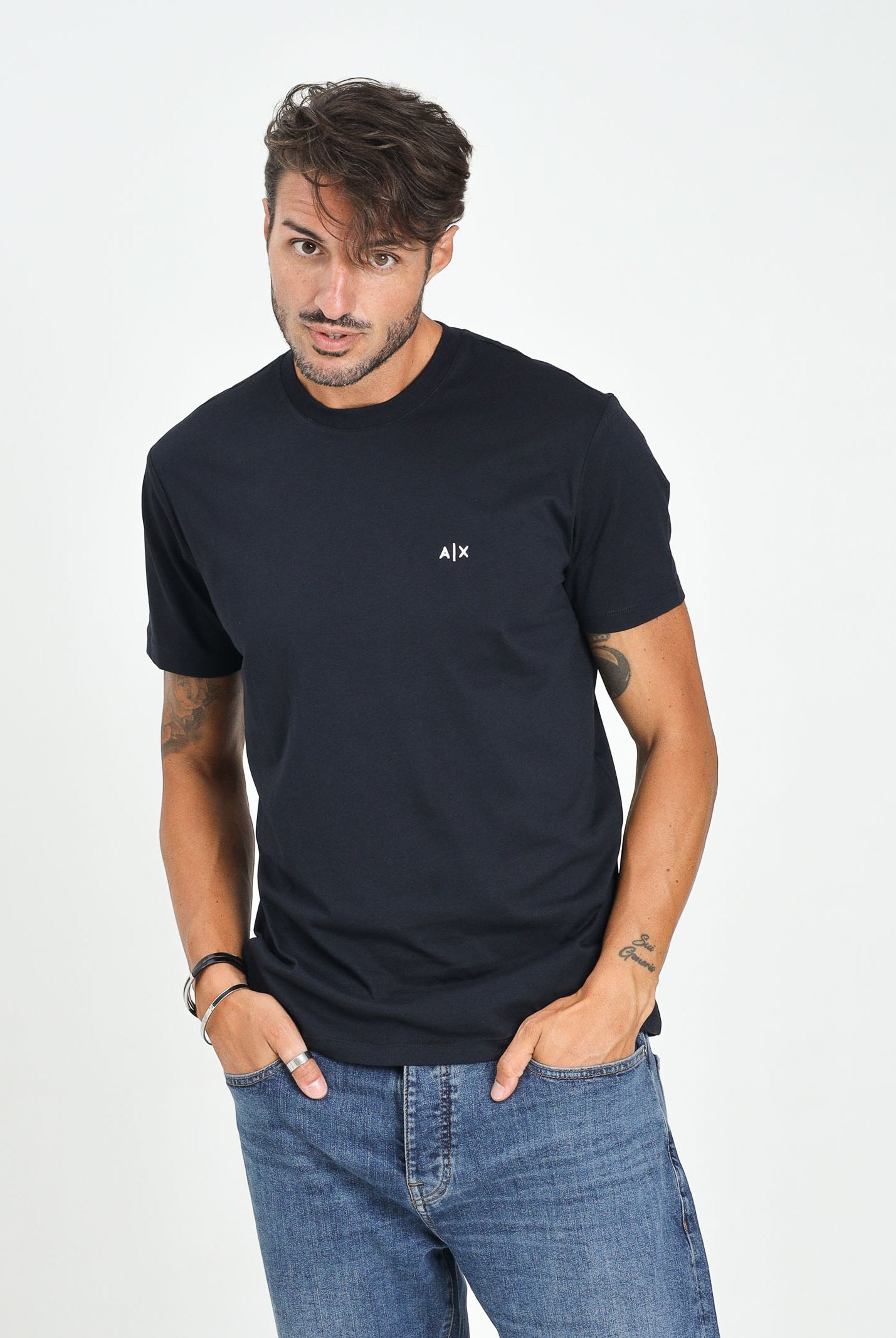 ARMANI EXCHANGE T-shirt a manica corta blu da uomo con ricamo A|X XM001568AF10358 UB101 ARMANI EXCHANGE