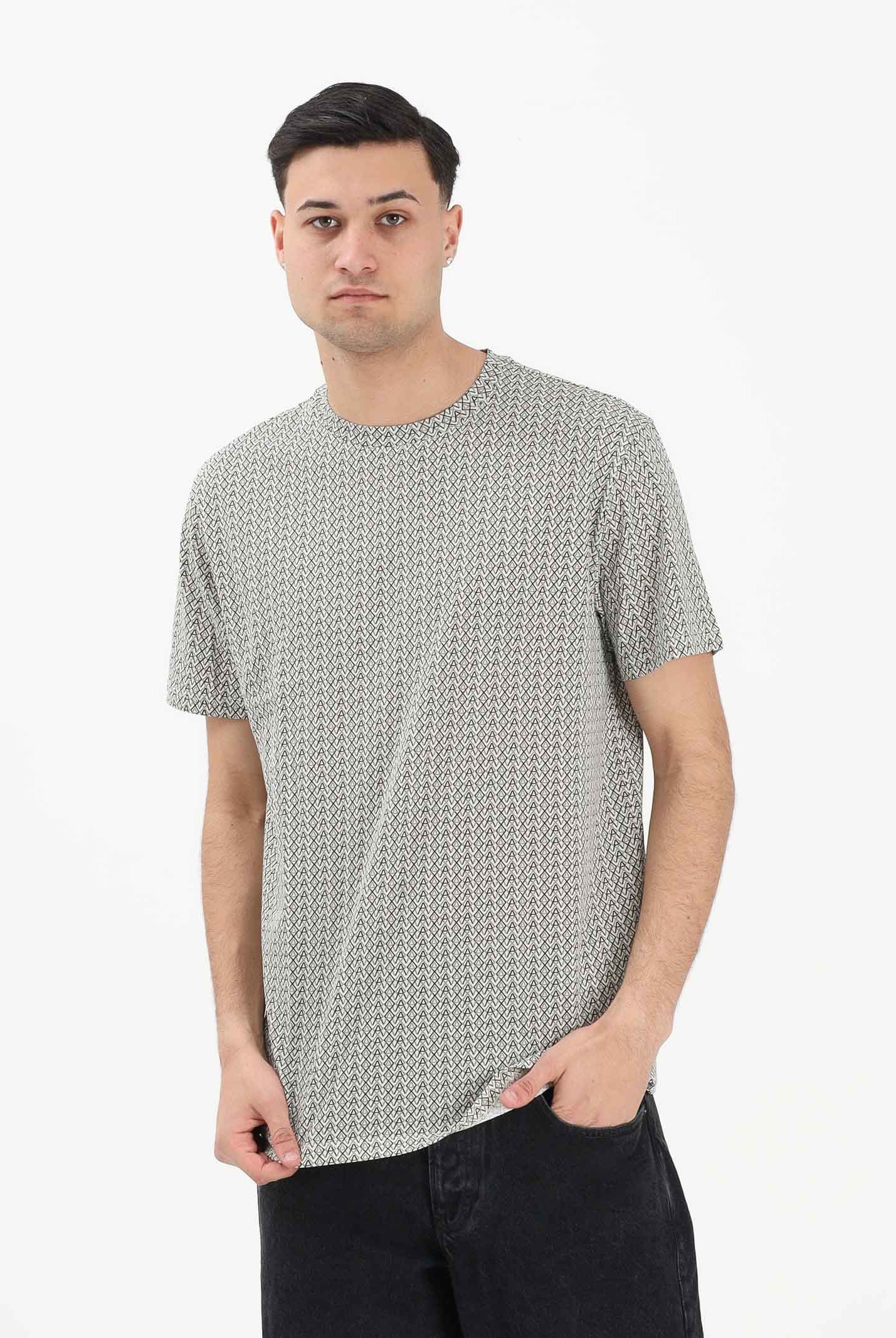 ARMANI EXCHANGE T-shirt a manica corta bianca da uomo con fantasia logo all-over XM001798AF10356 F0143 ARMANI EXCHANGE
