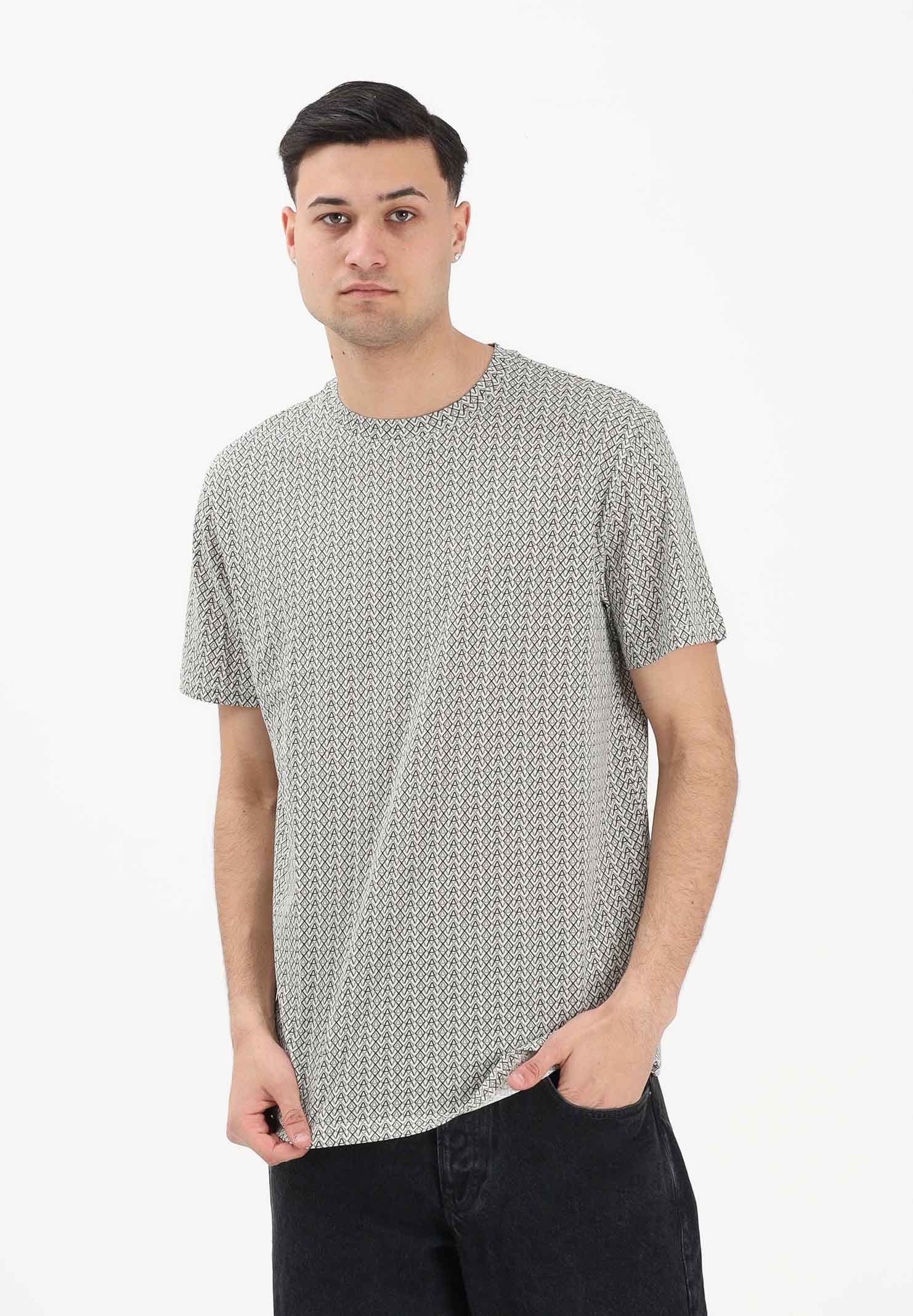 ARMANI EXCHANGE T-shirt a manica corta bianca da uomo con fantasia logo all-over XM001798AF10356 F0143 ARMANI EXCHANGE