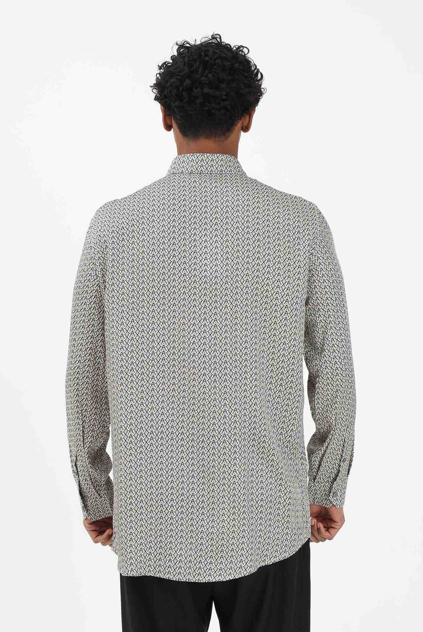 ARMANI EXCHANGE Camicia a manica lunga panna da uomo con logo all-over XM001821AF13235 F0143 ARMANI EXCHANGE