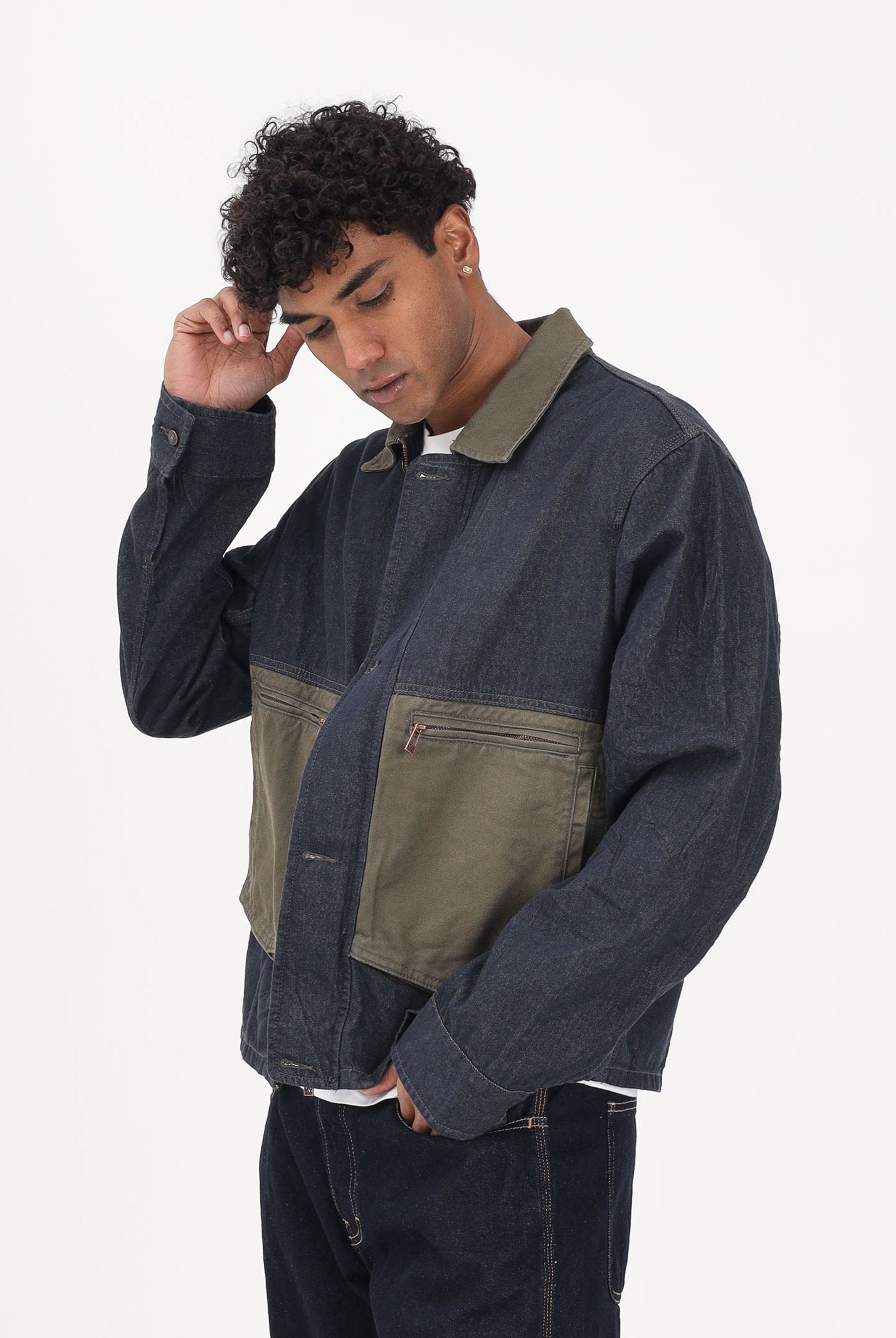 ARMANI EXCHANGE Giubbotto in denim blu da uomo con inserti a contrasto XM002120AF22508 MB001 ARMANI EXCHANGE