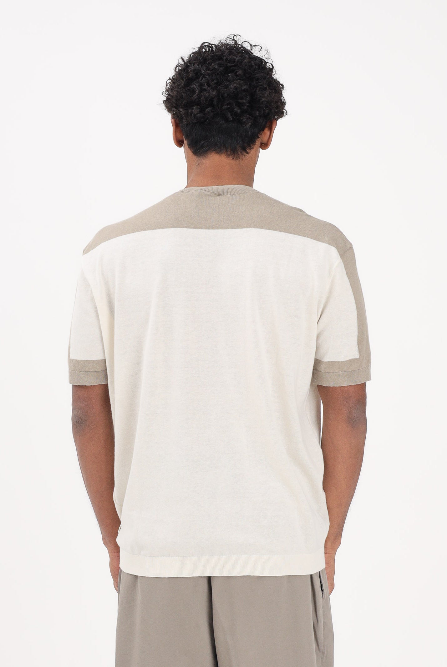 ARMANI EXCHANGE Maglia girocollo a manica corta panna e fango da uomo XM002153AF22062 M1297 ARMANI EXCHANGE