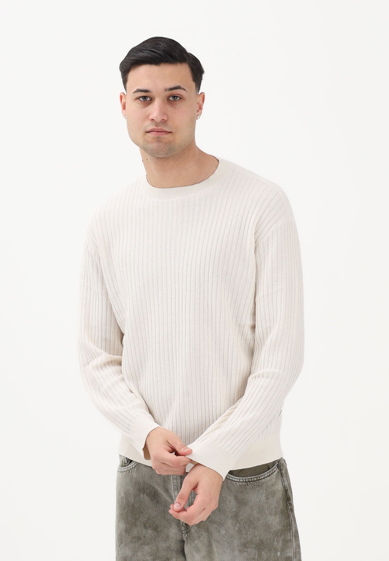 ARMANI EXCHANGE Maglioncino girocollo panna da uomo XM002161AF20139 U1074 ARMANI EXCHANGE