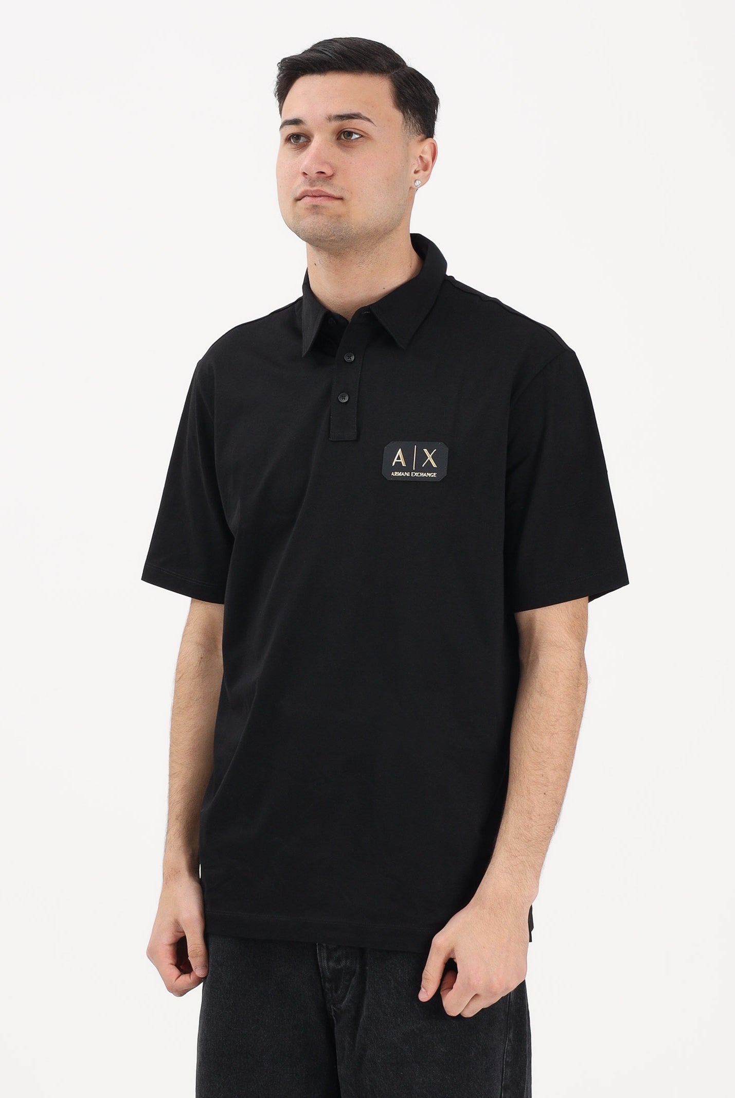 ARMANI EXCHANGE Polo a manica corta nera da uomo con logo XM002232AF10364 UC001 ARMANI EXCHANGE