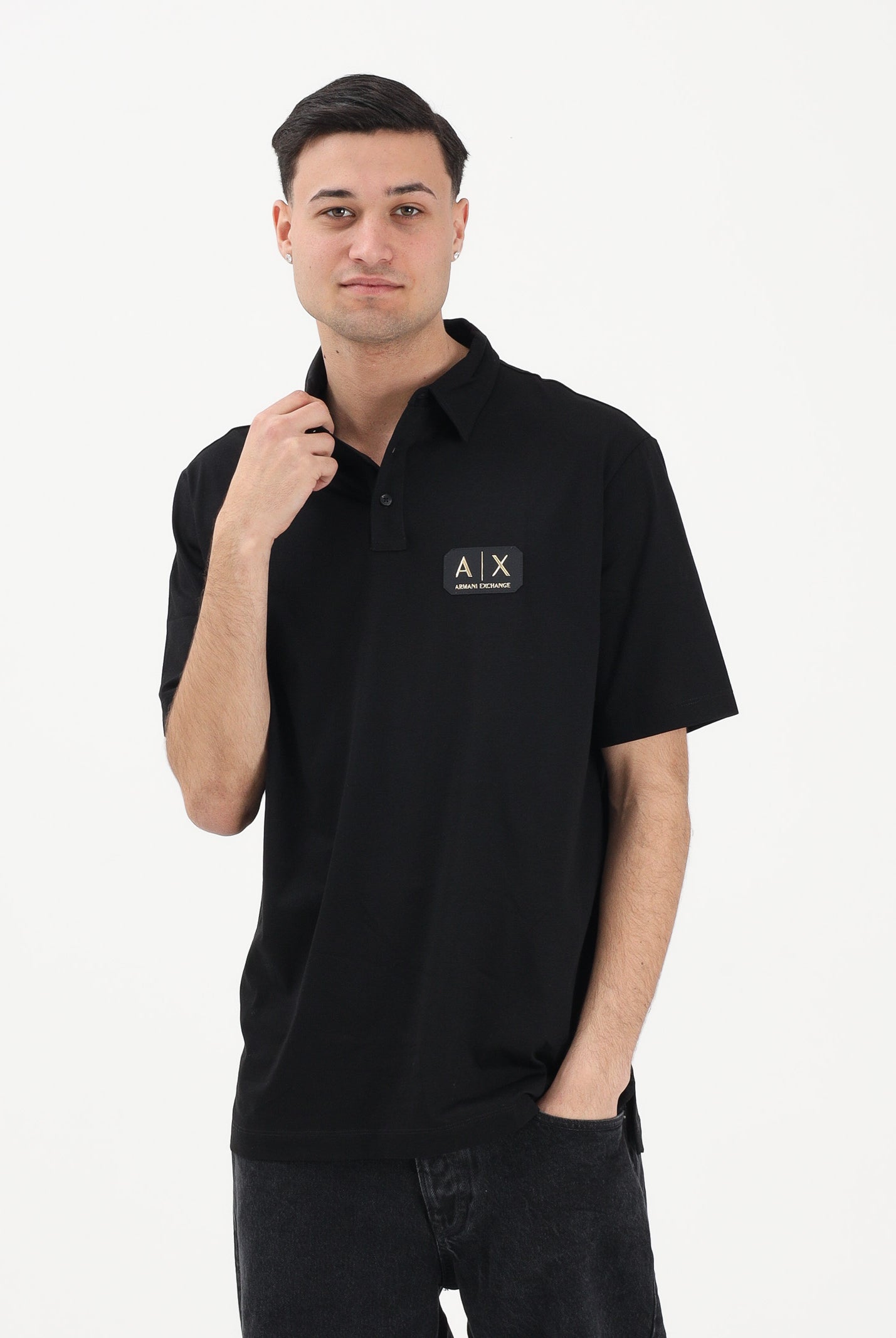 ARMANI EXCHANGE Polo a manica corta nera da uomo con logo XM002232AF10364 UC001 ARMANI EXCHANGE