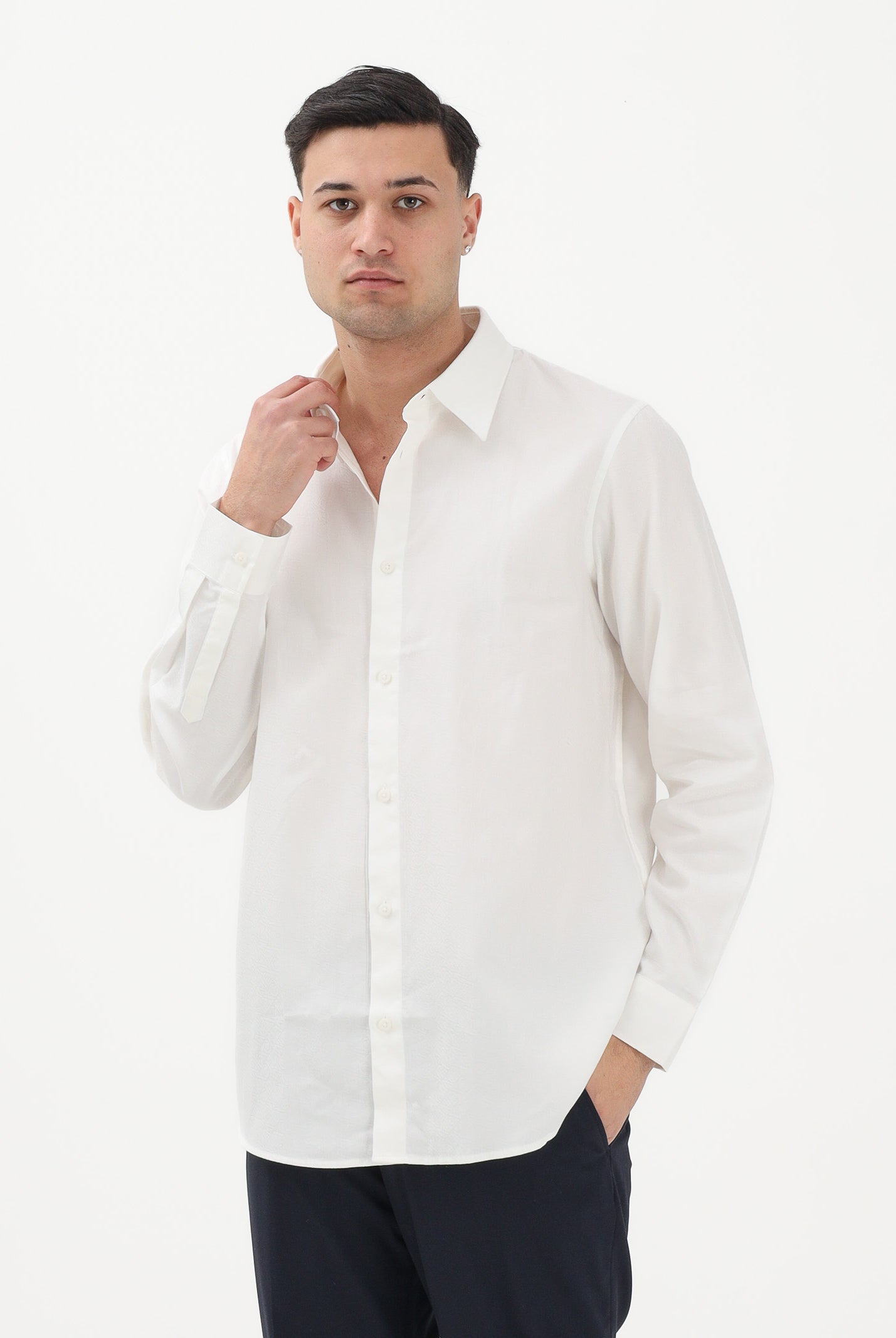 ARMANI EXCHANGE Camicia a manica lunga bianco panna da uomo con logo all-over XM002263AF13131 F0206 ARMANI EXCHANGE