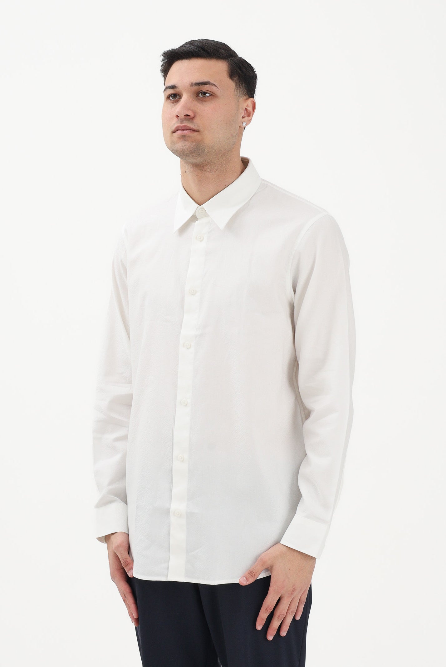 ARMANI EXCHANGE Camicia a manica lunga bianco panna da uomo con logo all-over XM002263AF13131 F0206 ARMANI EXCHANGE