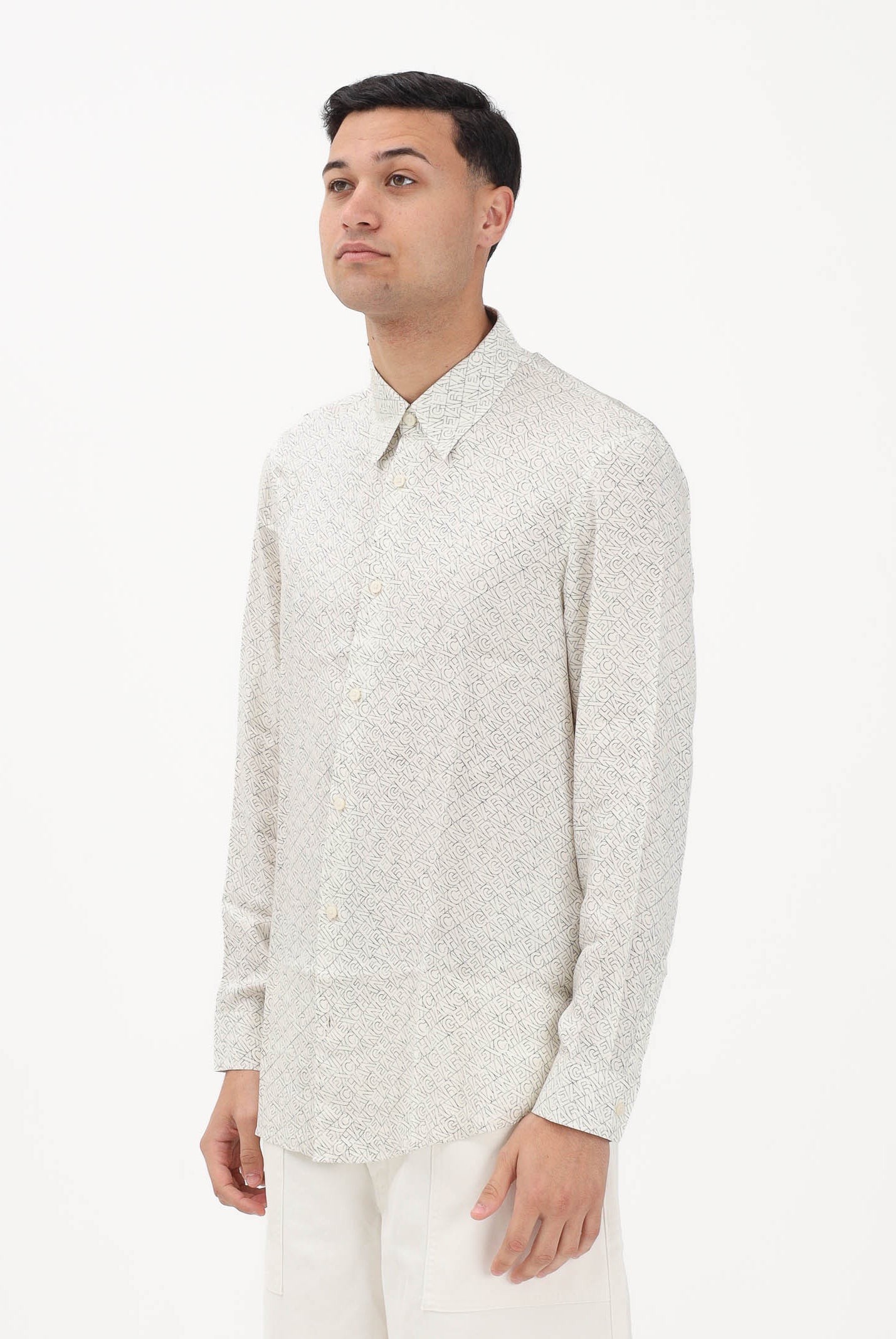ARMANI EXCHANGE Camicia a manica lunga bianca da uomo con logo all-over XM002280AF13235 F1172 ARMANI EXCHANGE