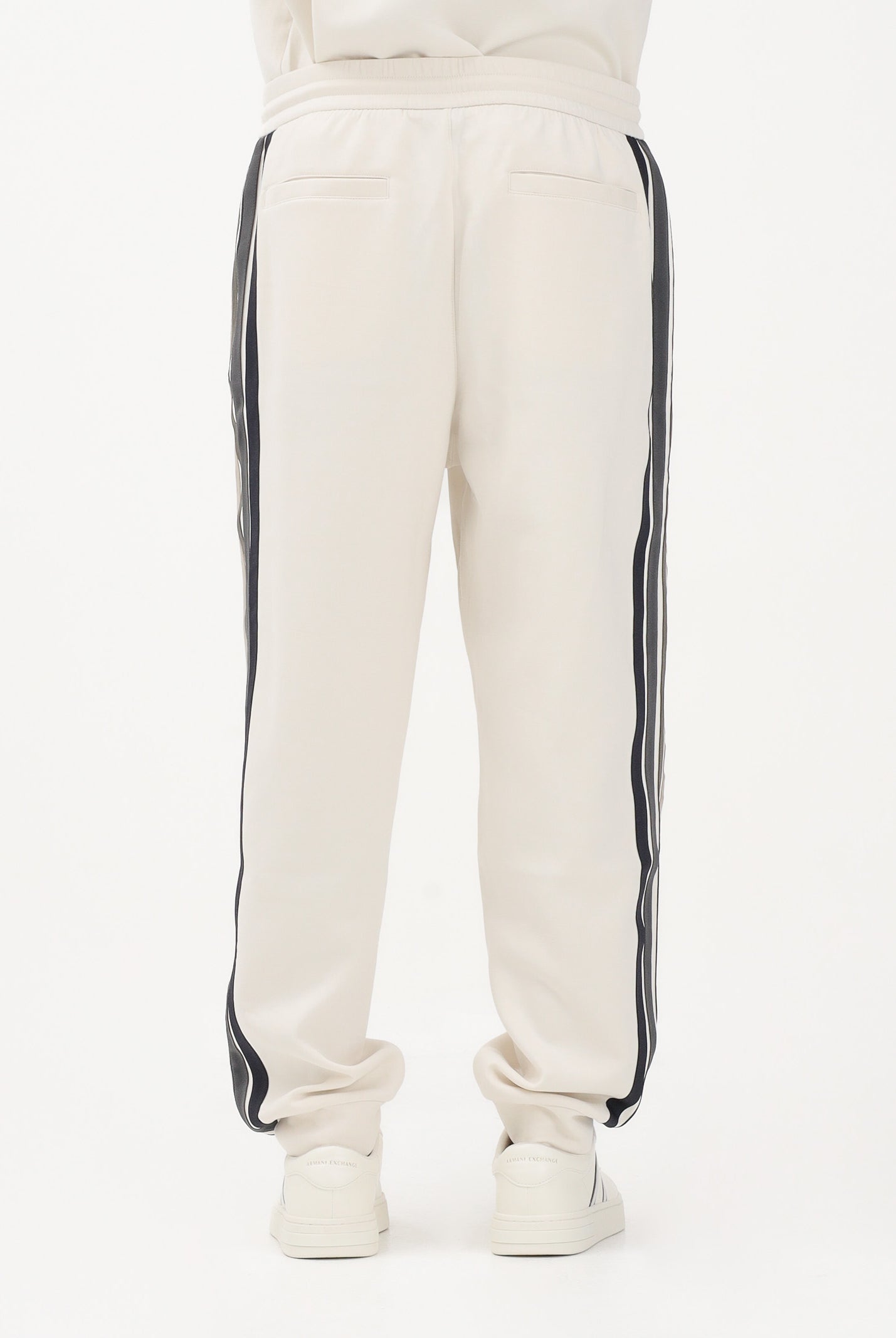 ARMANI EXCHANGE Pantalone sportivo panna da uomo con bande a contrasto XM002324AF10818 U1074 ARMANI EXCHANGE