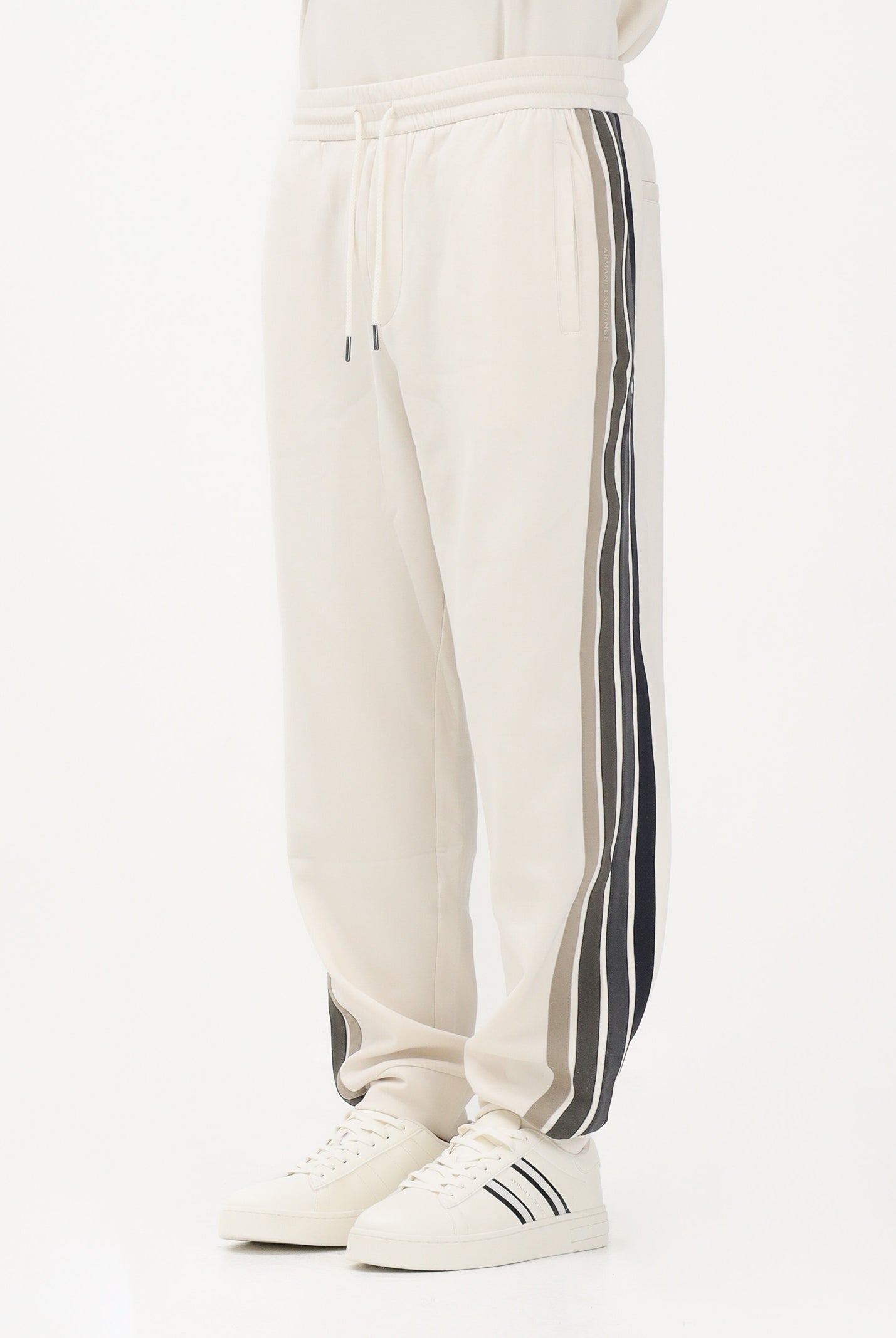 ARMANI EXCHANGE Pantalone sportivo panna da uomo con bande a contrasto XM002324AF10818 U1074 ARMANI EXCHANGE