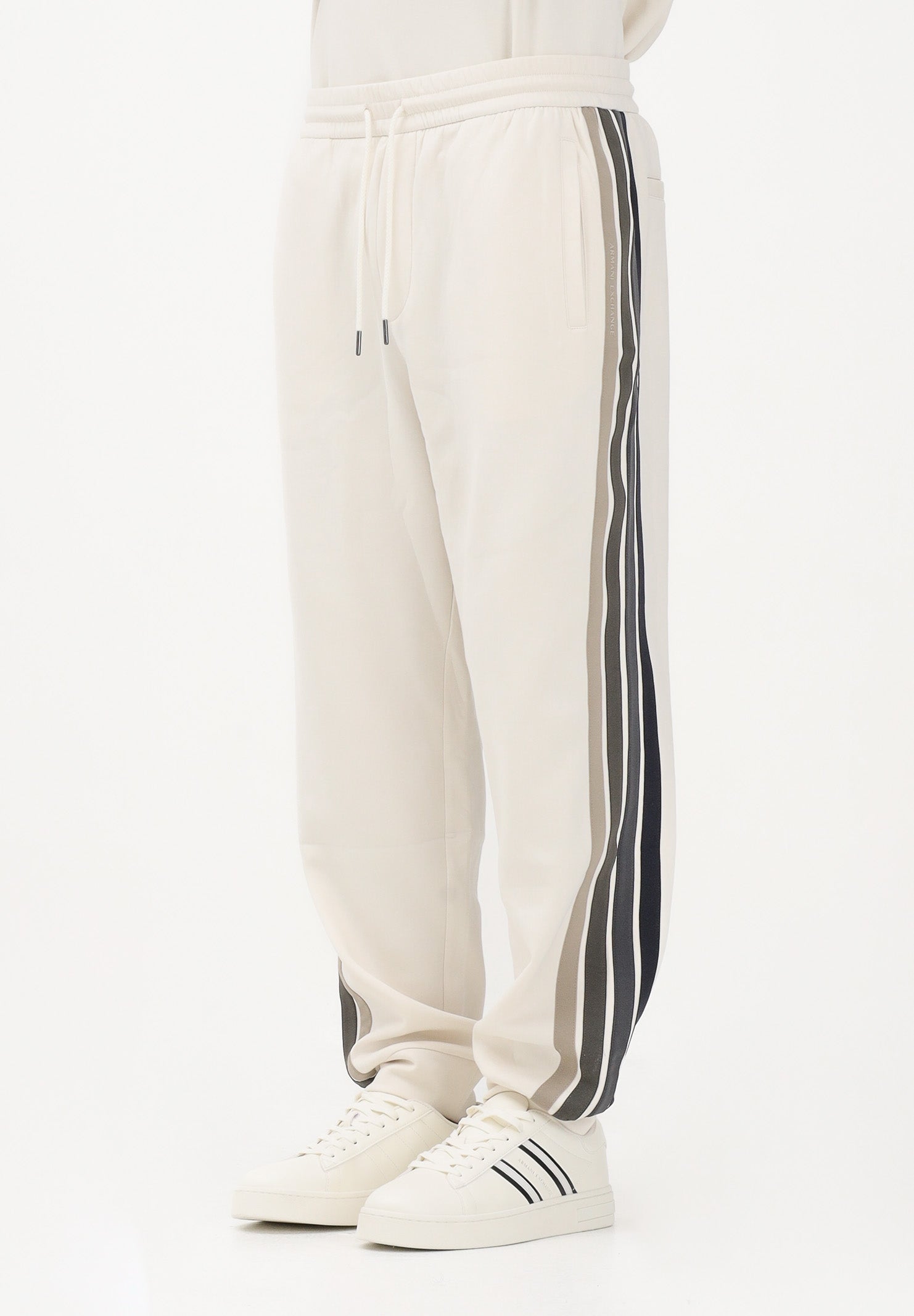 ARMANI EXCHANGE Pantalone sportivo panna da uomo con bande a contrasto XM002324AF10818 U1074 ARMANI EXCHANGE