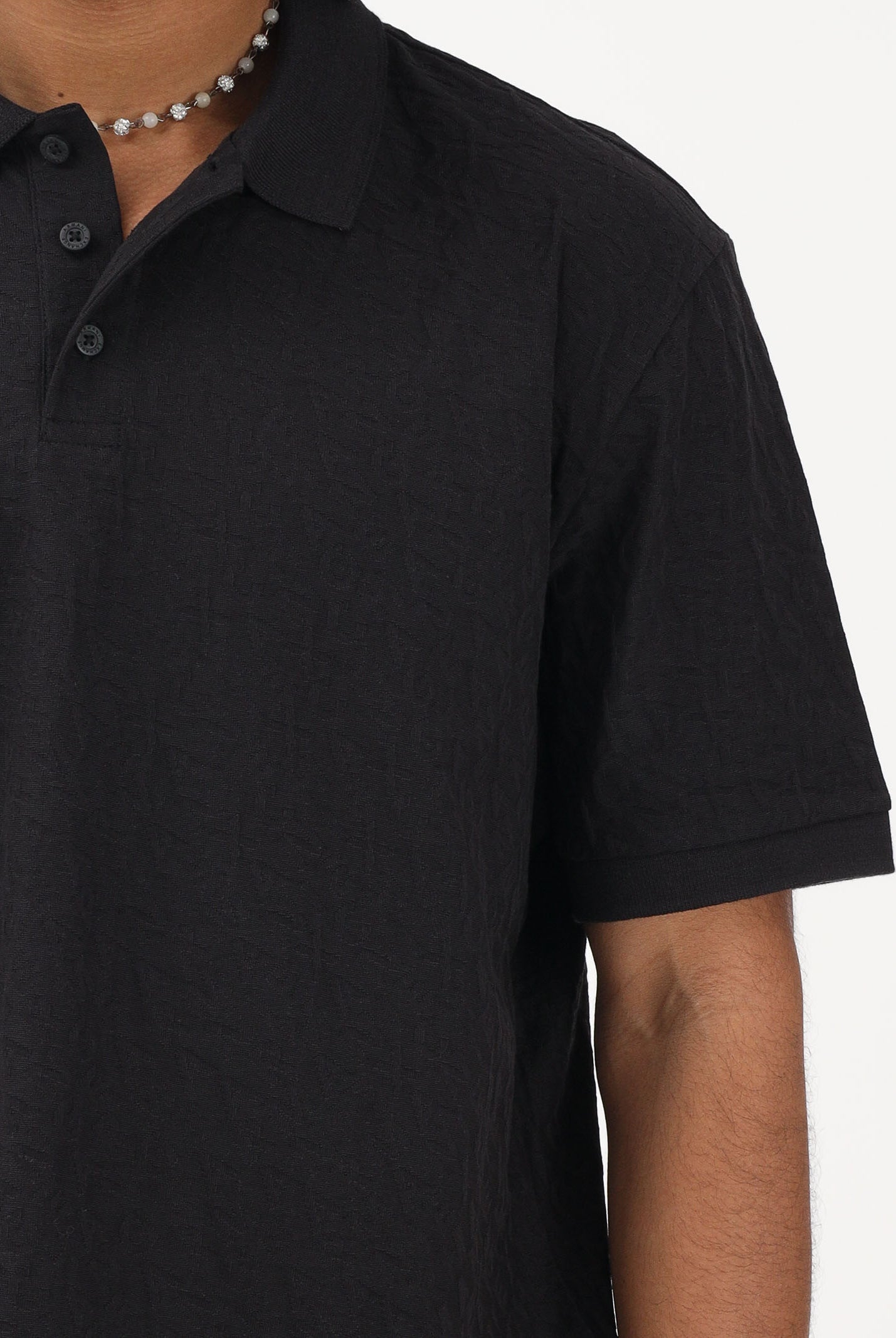 ARMANI EXCHANGE Polo a manica corta nera da uomo con logo all-over XM002346AF10337 UC001 ARMANI EXCHANGE