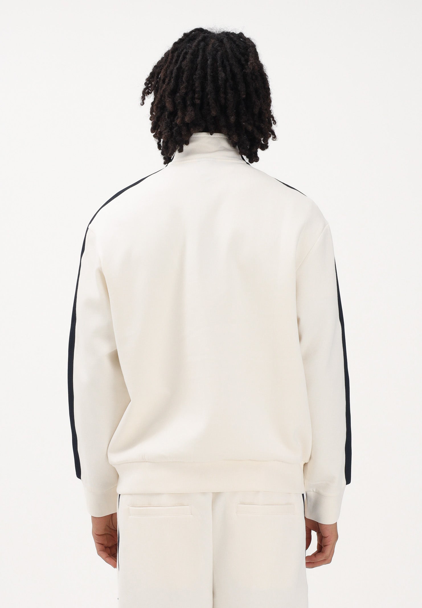 ARMANI EXCHANGE Felpa con zip panna da uomo rifinita da logo e bande a contrasto XM002367AF13047 U1074 ARMANI EXCHANGE