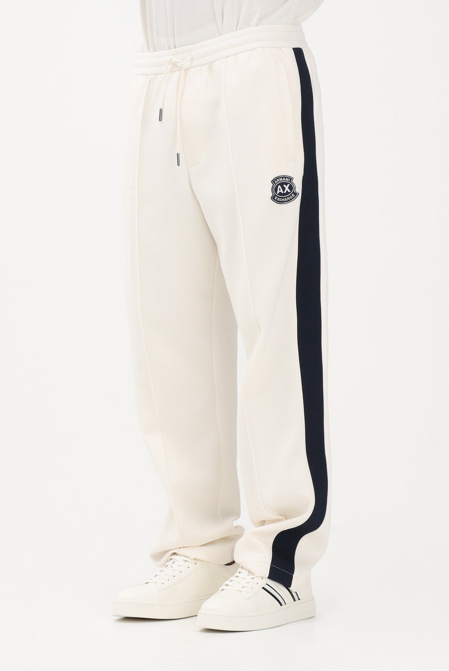 ARMANI EXCHANGE Pantalone sportivo panna da uomo con logo e bande laterali a contrasto XM002368AF13047 U1074 ARMANI EXCHANGE