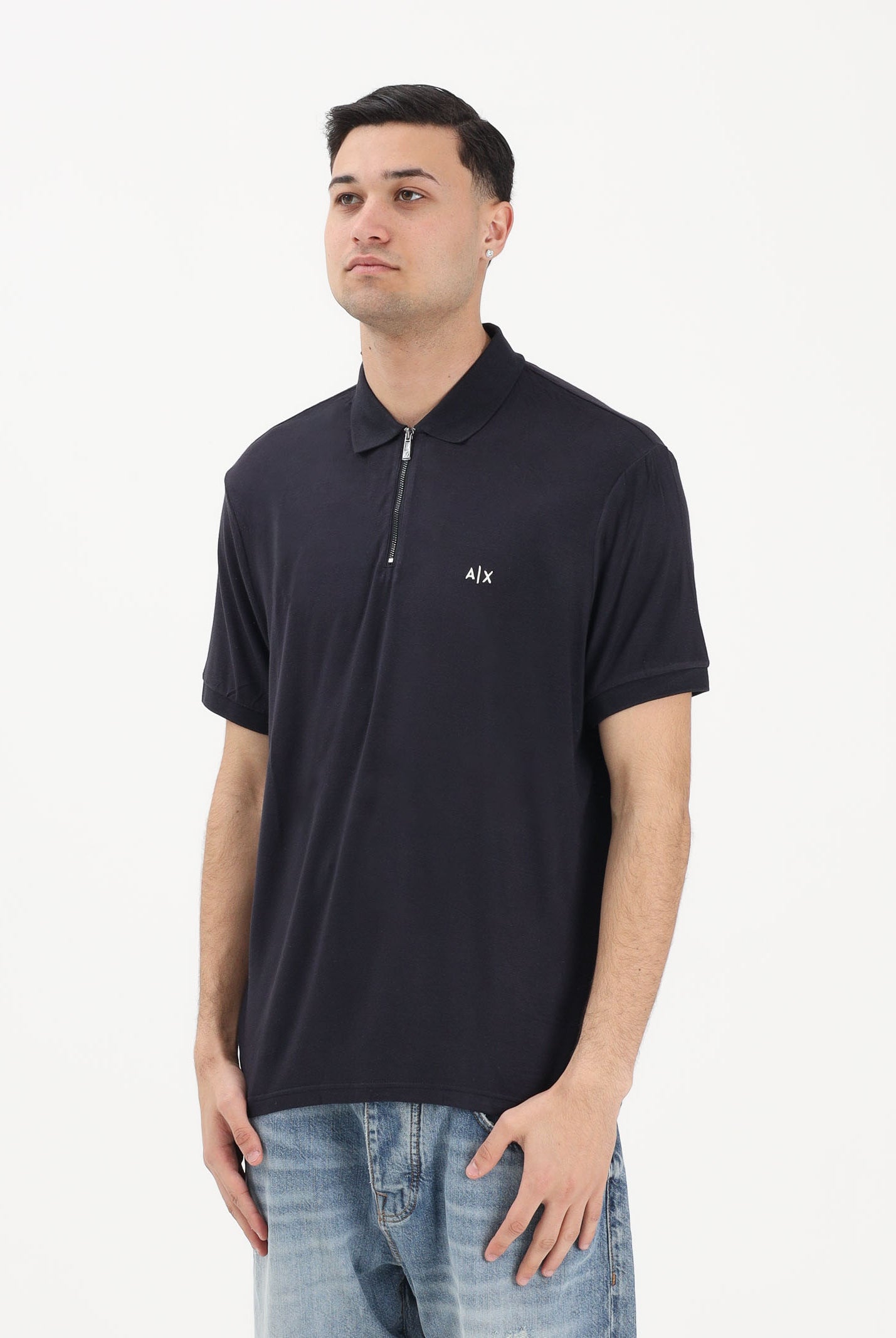 ARMANI EXCHANGE Polo a manica corta blu da uomo con zip XM002372AF21936 UB101 ARMANI EXCHANGE