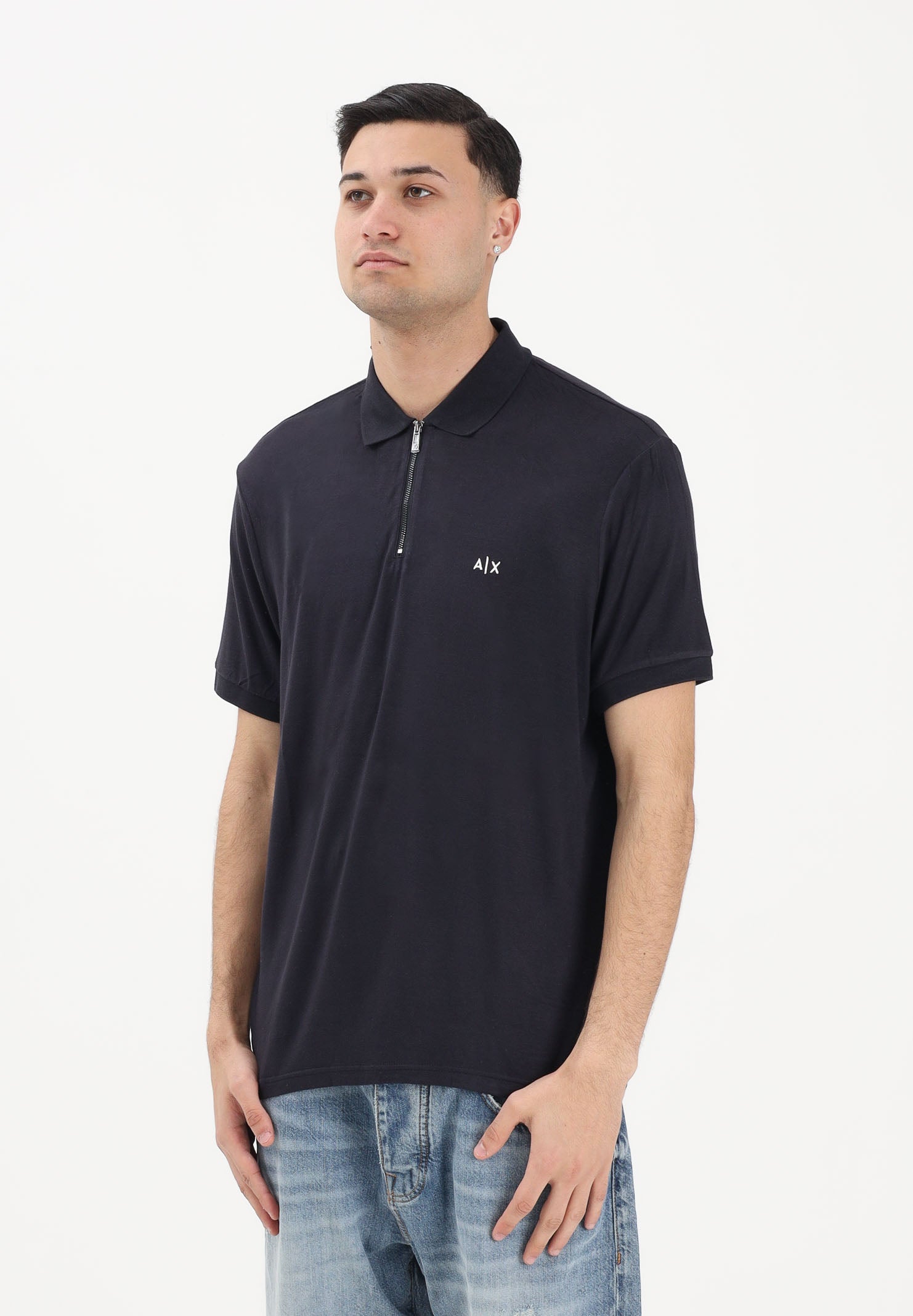 ARMANI EXCHANGE Polo a manica corta blu da uomo con zip XM002372AF21936 UB101 ARMANI EXCHANGE