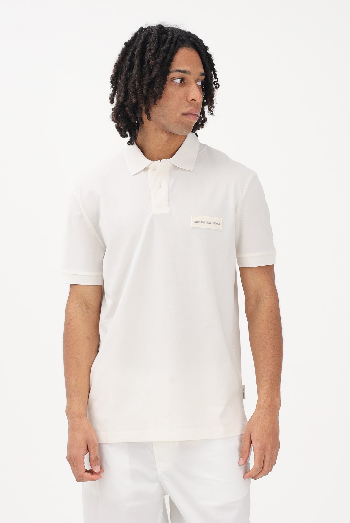 ARMANI EXCHANGE Polo a manica corta panna da uomo con patch logo XM002390AF13026 U1074 ARMANI EXCHANGE