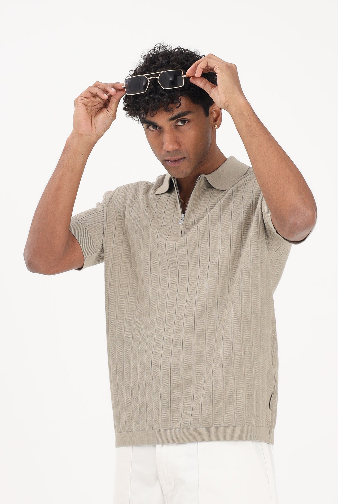 ARMANI EXCHANGE Polo a manica corta beige da uomo con lavorazione a costine XM002438AF22249 U6229 ARMANI EXCHANGE