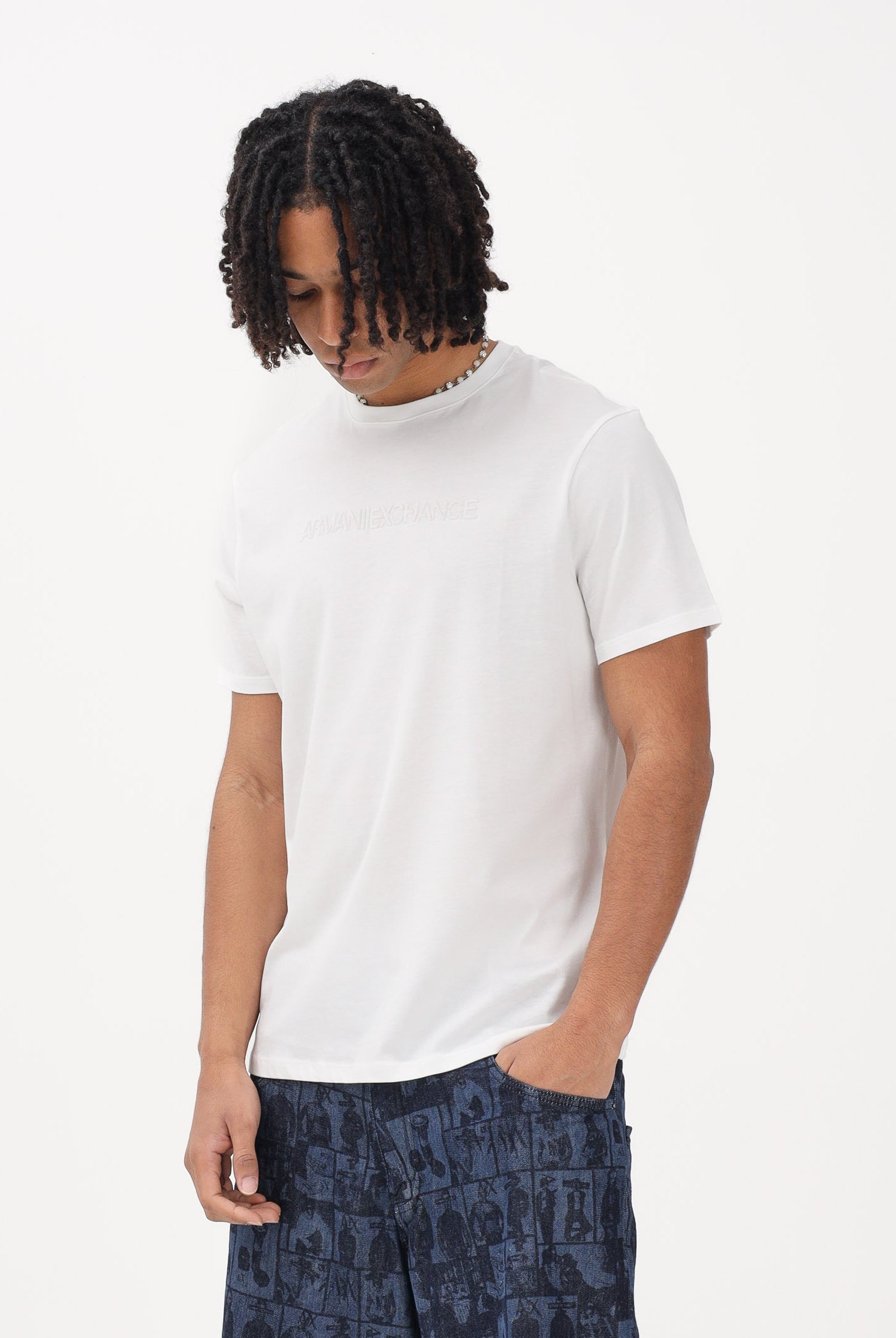 ARMANI EXCHANGE T-shirt a manica corta bianca da uomo con logo XM002467AF10356 U0009 ARMANI EXCHANGE