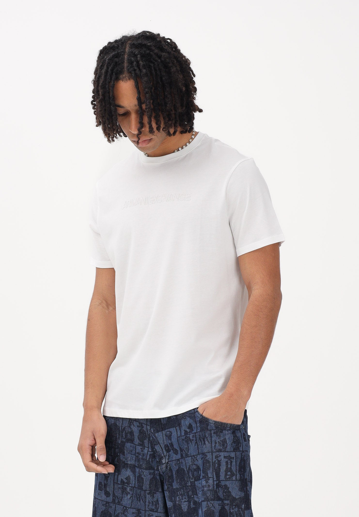ARMANI EXCHANGE T-shirt a manica corta bianca da uomo con logo XM002467AF10356 U0009 ARMANI EXCHANGE