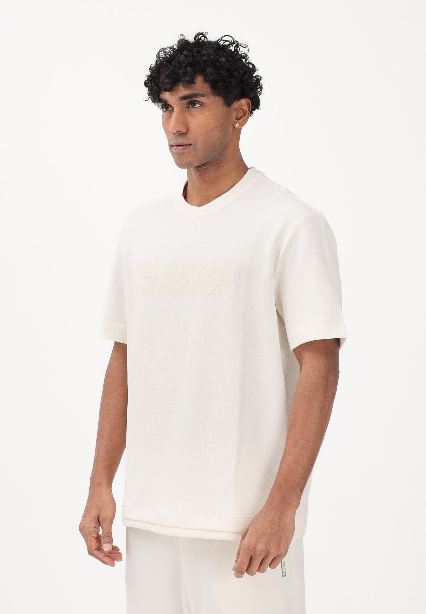 ARMANI EXCHANGE T-shirt a manica corta panna da uomo con logo XM002470AF21869 U1074 ARMANI EXCHANGE