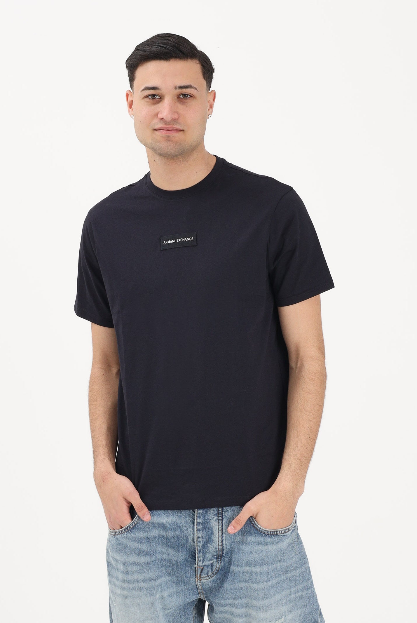 ARMANI EXCHANGE T-shirt a manica corta blu da uomo con logo XM002471AF10356 UB101 ARMANI EXCHANGE