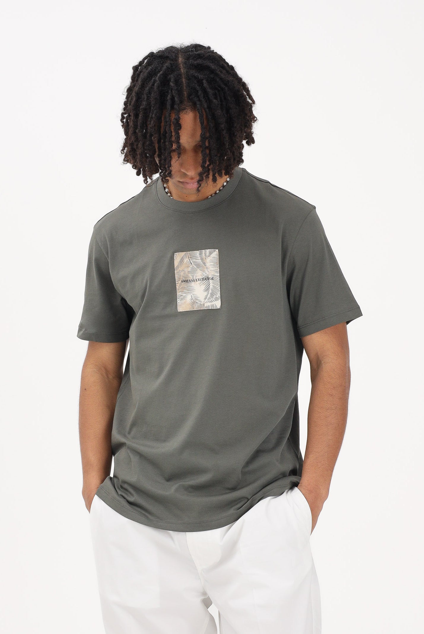ARMANI EXCHANGE T-shirt a manica corta verde militare da uomo con stampa XM002501AF10356 U8144 ARMANI EXCHANGE