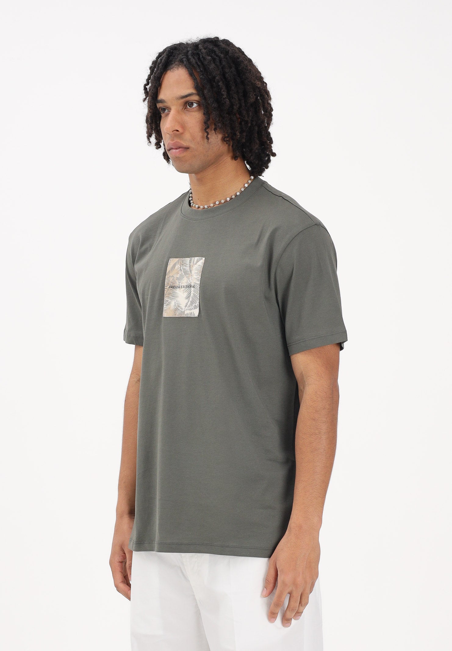 ARMANI EXCHANGE T-shirt a manica corta verde militare da uomo con stampa XM002501AF10356 U8144 ARMANI EXCHANGE