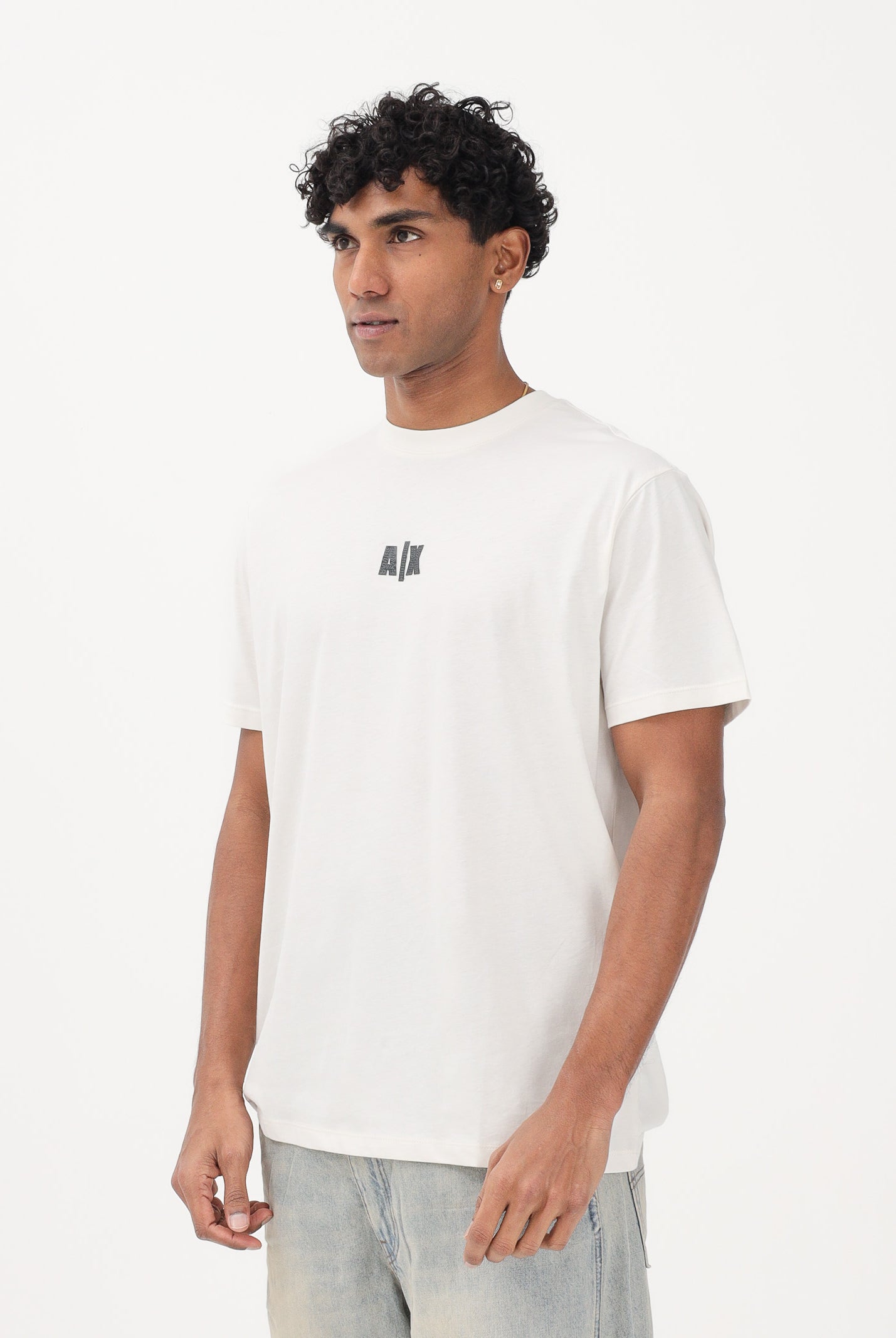 ARMANI EXCHANGE T-shirt a manica corta panna da uomo con logo XM002509AF10358 U1074 ARMANI EXCHANGE