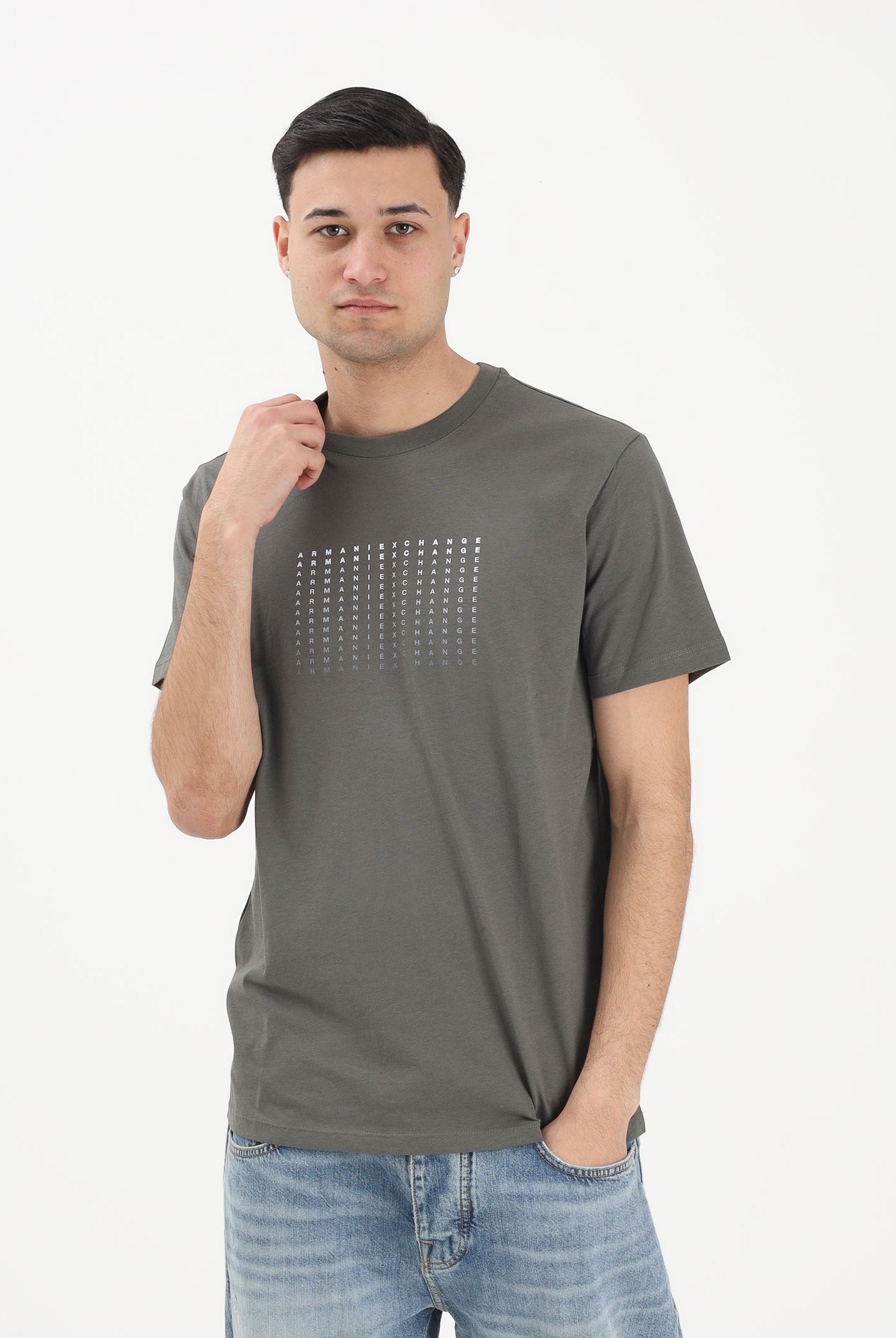 ARMANI EXCHANGE T-shirt a manica corta fango da uomo con stampa XM002519AF10334 U8144 ARMANI EXCHANGE