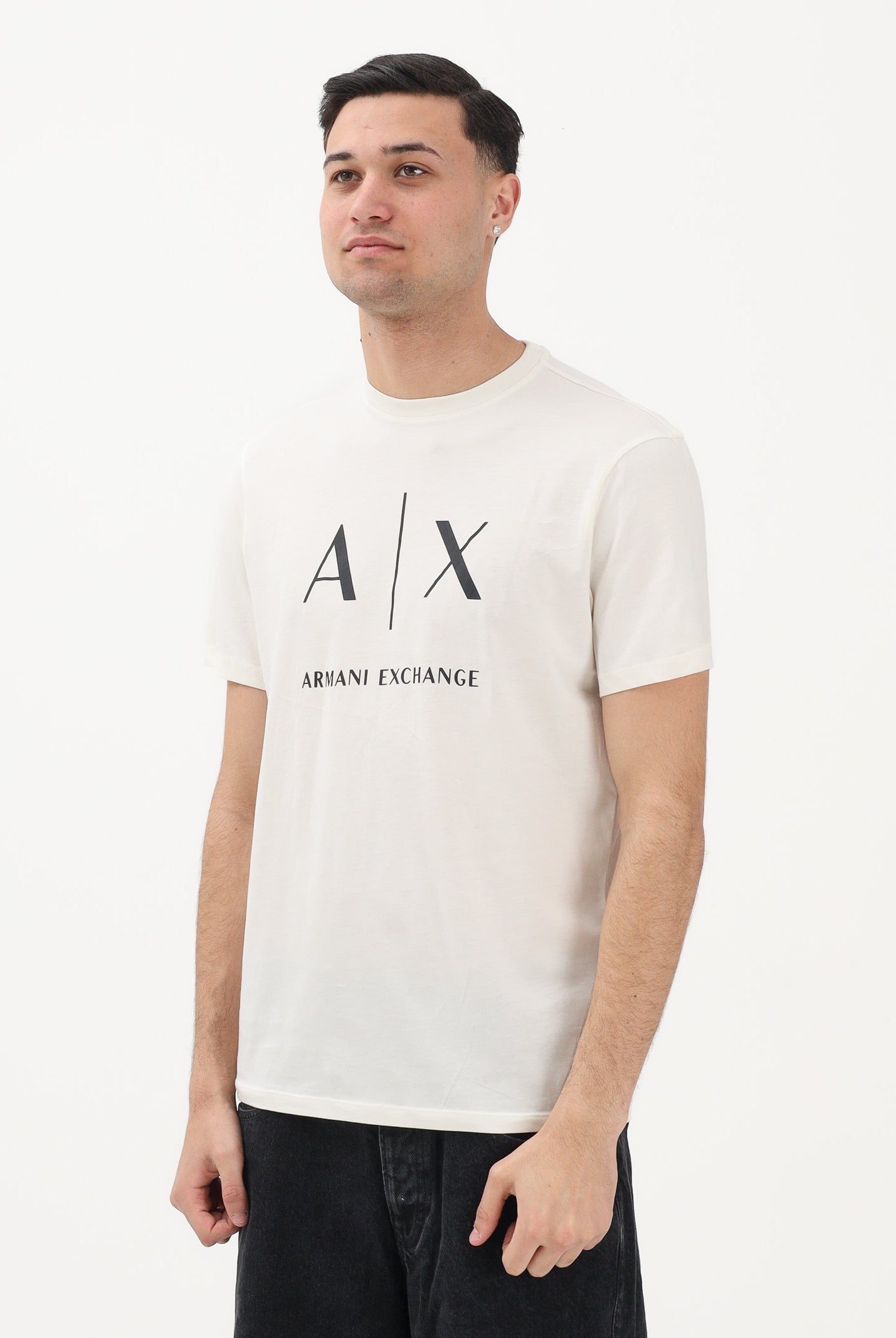 ARMANI EXCHANGE T-shirt a manica corta crema da uomo con logo XM002683AF10356 U1074 ARMANI EXCHANGE