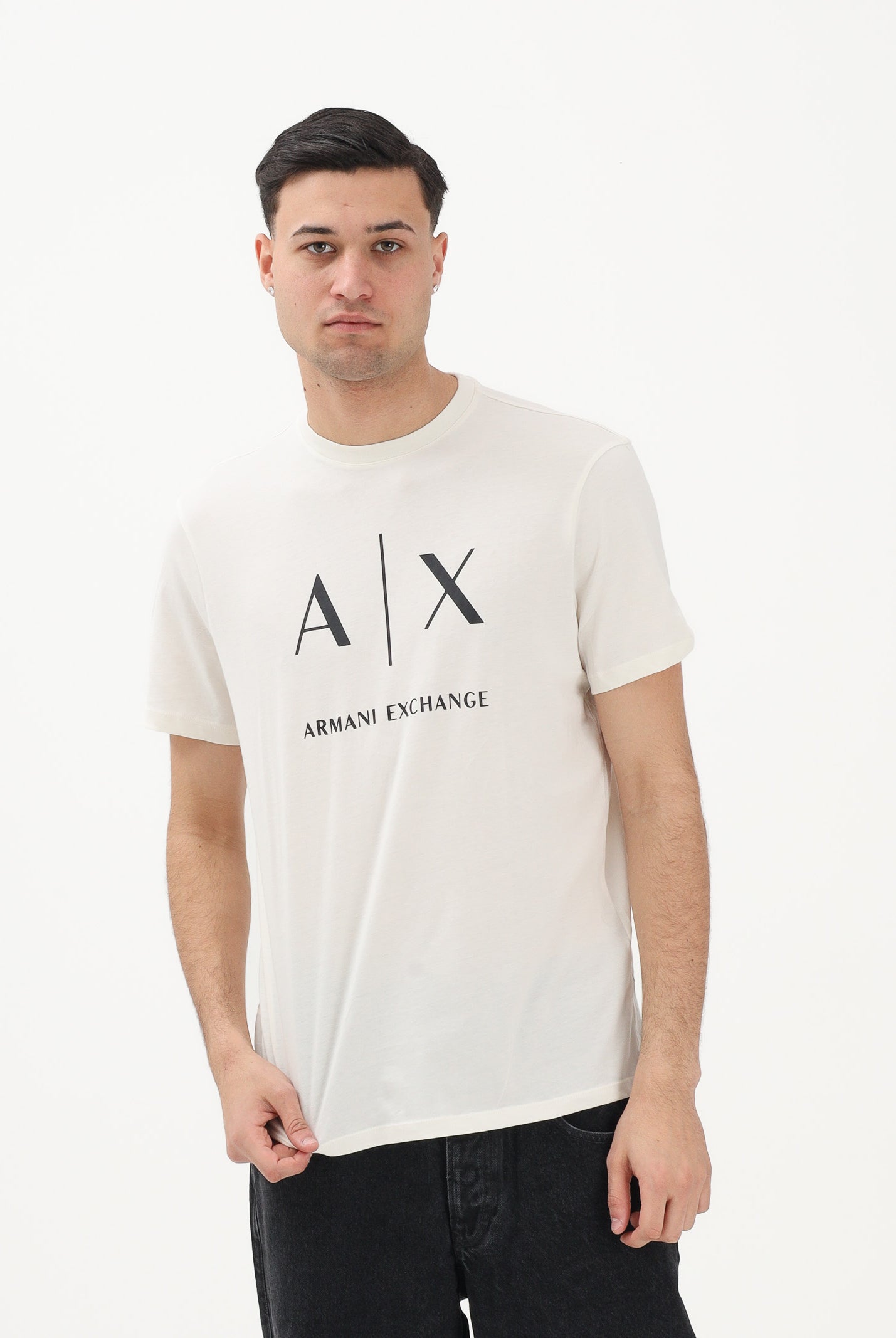 ARMANI EXCHANGE T-shirt a manica corta crema da uomo con logo XM002683AF10356 U1074 ARMANI EXCHANGE