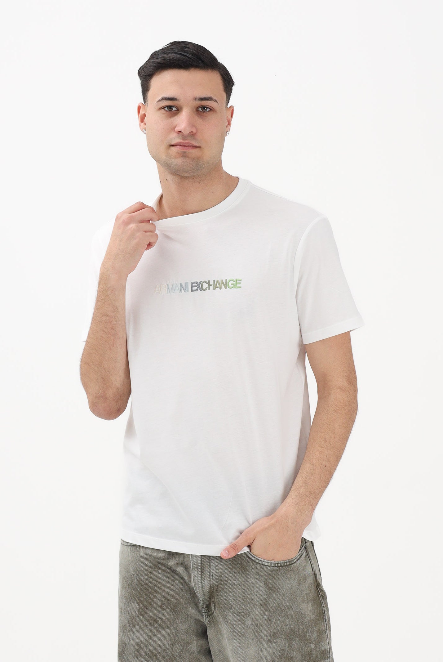 ARMANI EXCHANGE T-shirt a manica corta bianca da uomo con logo XM002785AF10358 U0009 ARMANI EXCHANGE