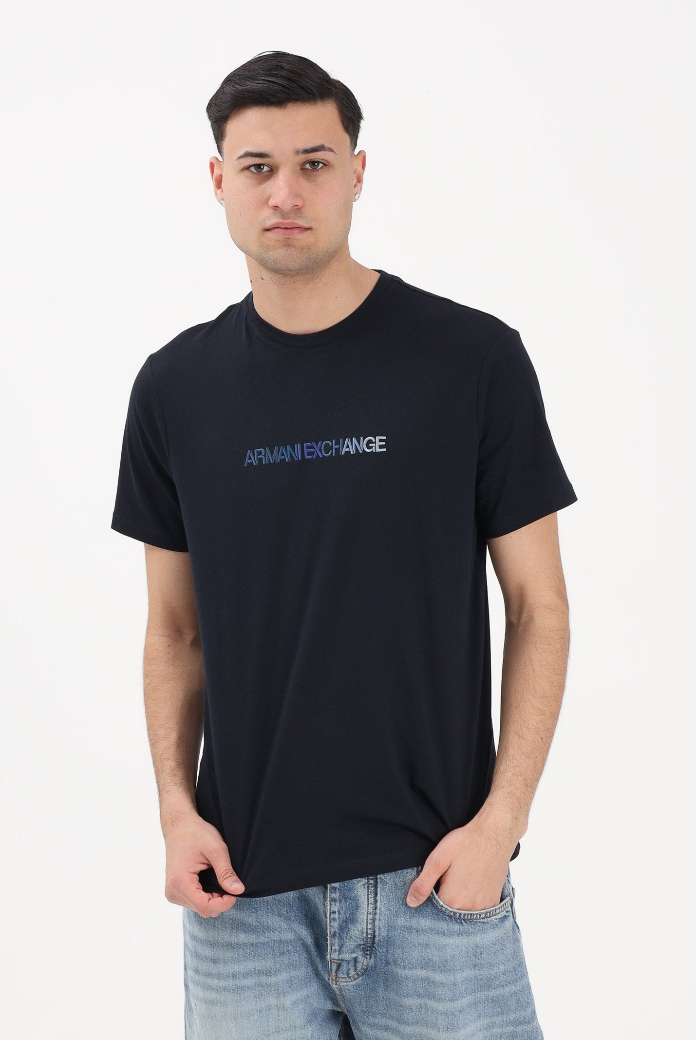 ARMANI EXCHANGE T-shirt a manica corta blu da uomo con logo XM002785AF10358 UB101 ARMANI EXCHANGE