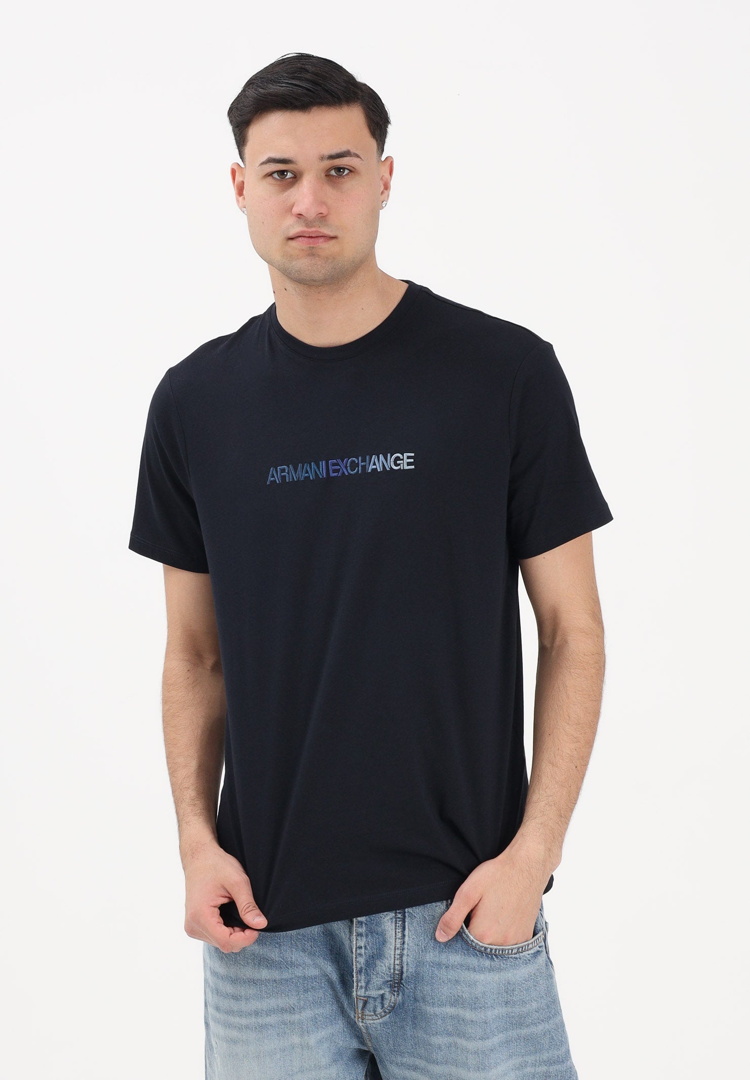ARMANI EXCHANGE T-shirt a manica corta blu da uomo con logo XM002785AF10358 UB101 ARMANI EXCHANGE