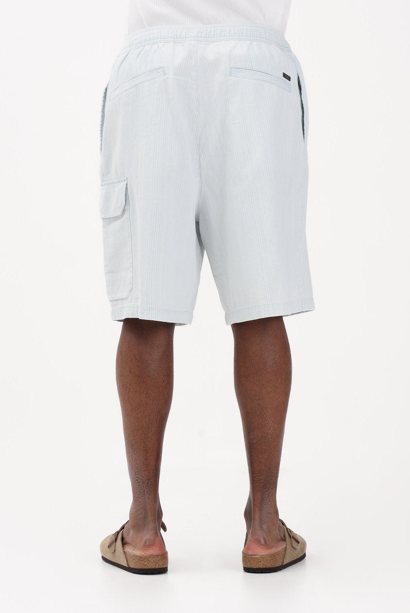 ARMANI EXCHANGE Shorts cargo bianco e celeste da uomo con righe sottili XM002810AF22638 FB380 ARMANI EXCHANGE