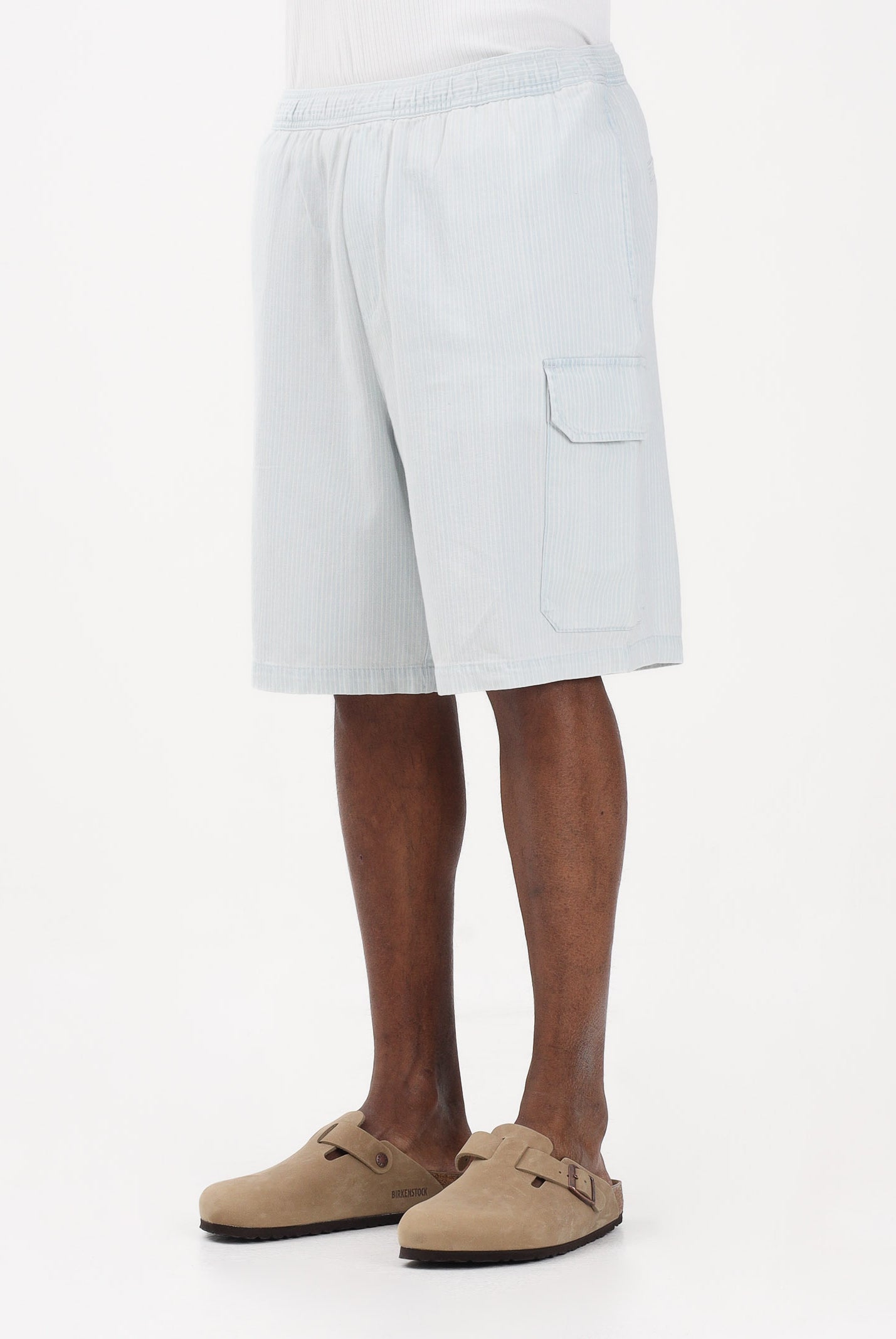 ARMANI EXCHANGE Shorts cargo bianco e celeste da uomo con righe sottili XM002810AF22638 FB380 ARMANI EXCHANGE