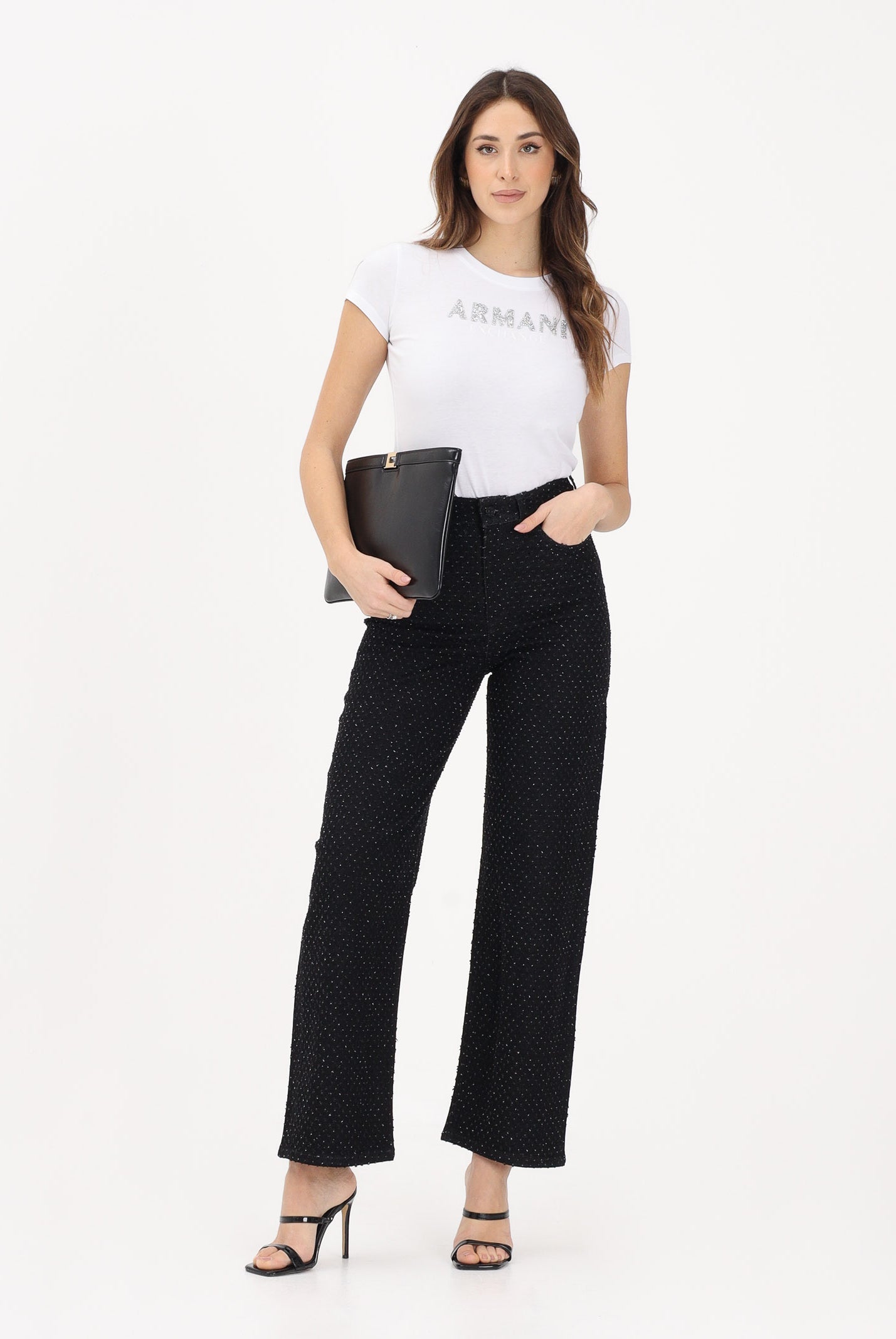 ARMANI EXCHANGE Jeans in denim nero da donna con micro strass XW000100AF18855 MC329 ARMANI EXCHANGE