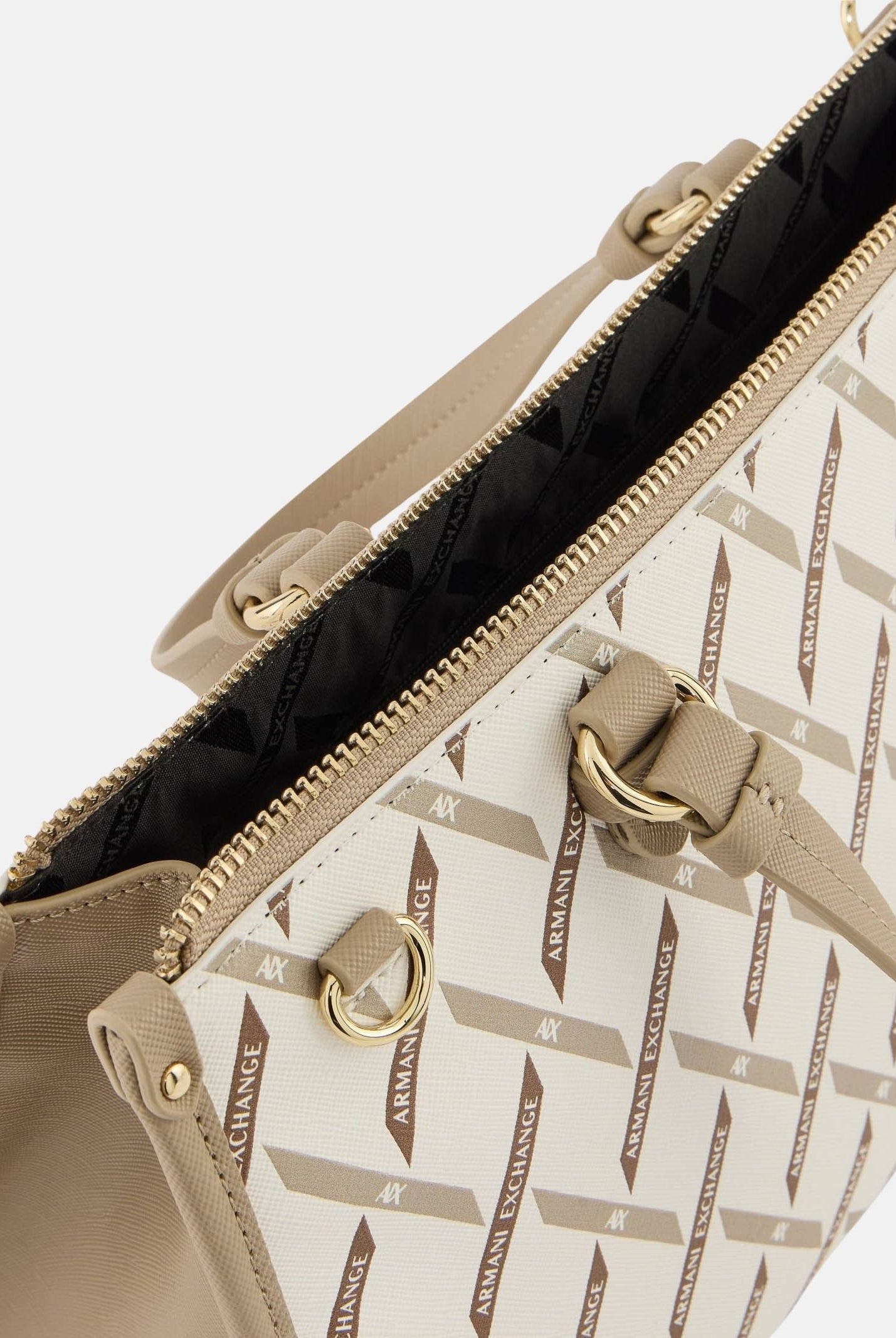 ARMANI EXCHANGE Borsa a mano bianca e beige da donna con logo all-over XW000400AF17155 M1245 ARMANI EXCHANGE