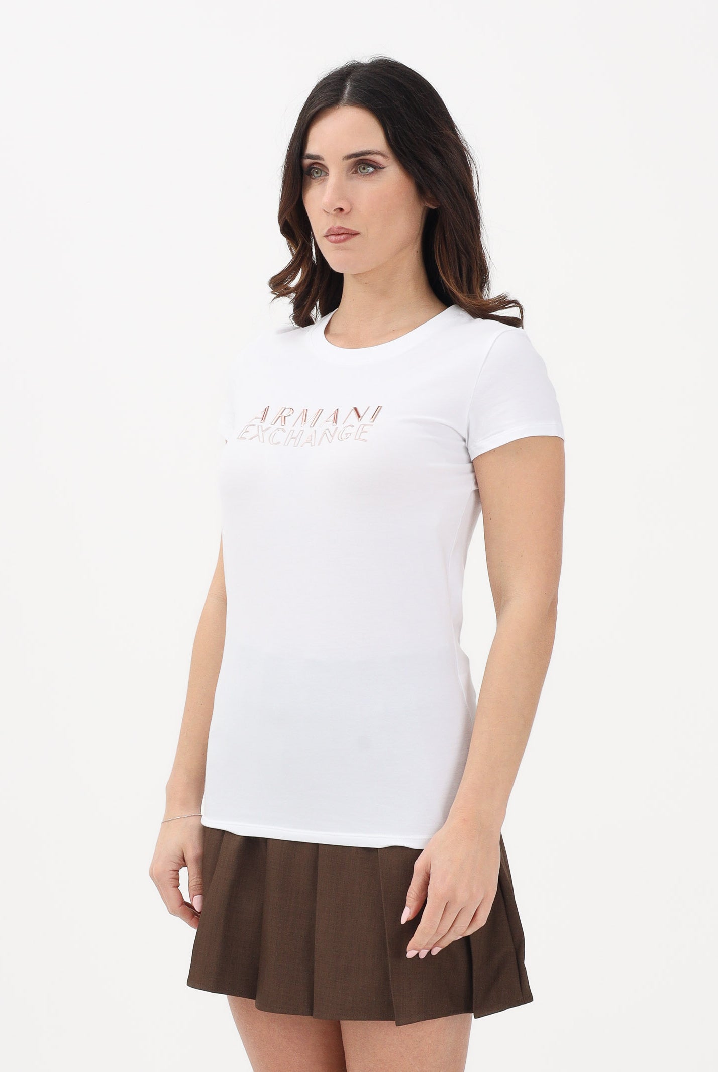 ARMANI EXCHANGE T-shirt a manica corta bianca da donna con logo XW001837AF16294 U0002 ARMANI EXCHANGE
