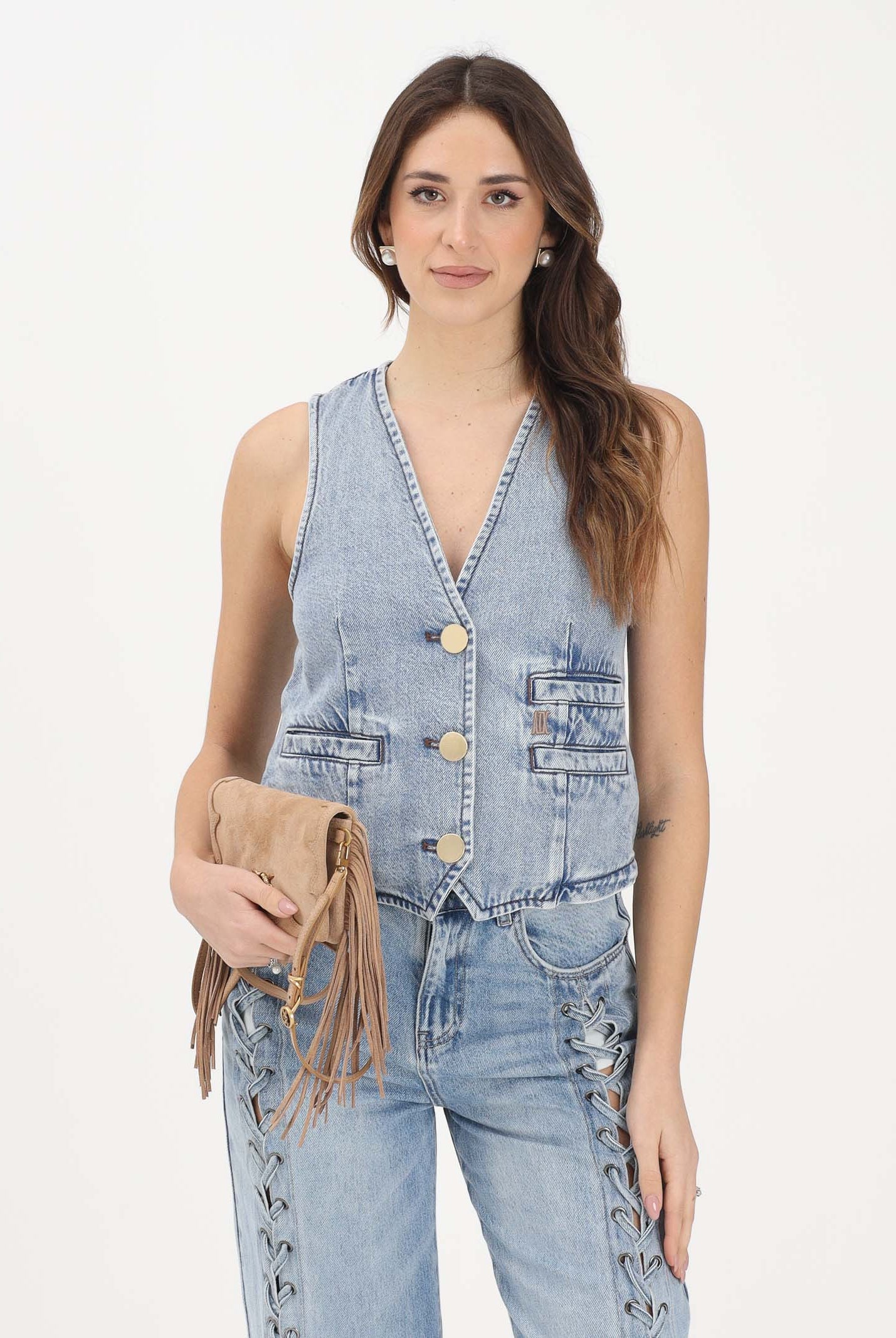 ARMANI EXCHANGE Gilet in denim chiaro da donna XW002263AF21338 MB001 ARMANI EXCHANGE
