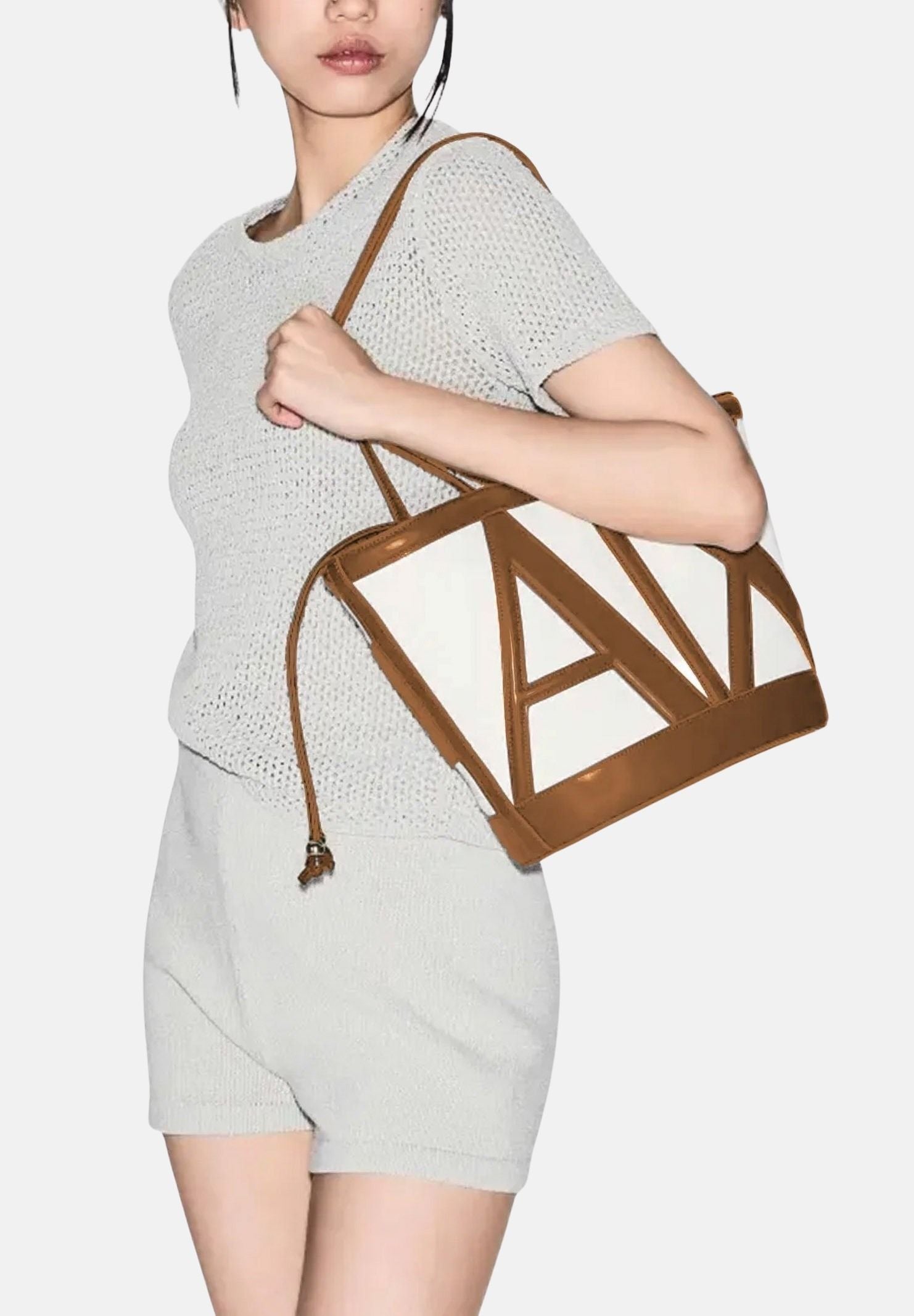 ARMANI EXCHANGE Shopper beige e cuoio da donna con logo XW002607AF22635 M6261 ARMANI EXCHANGE