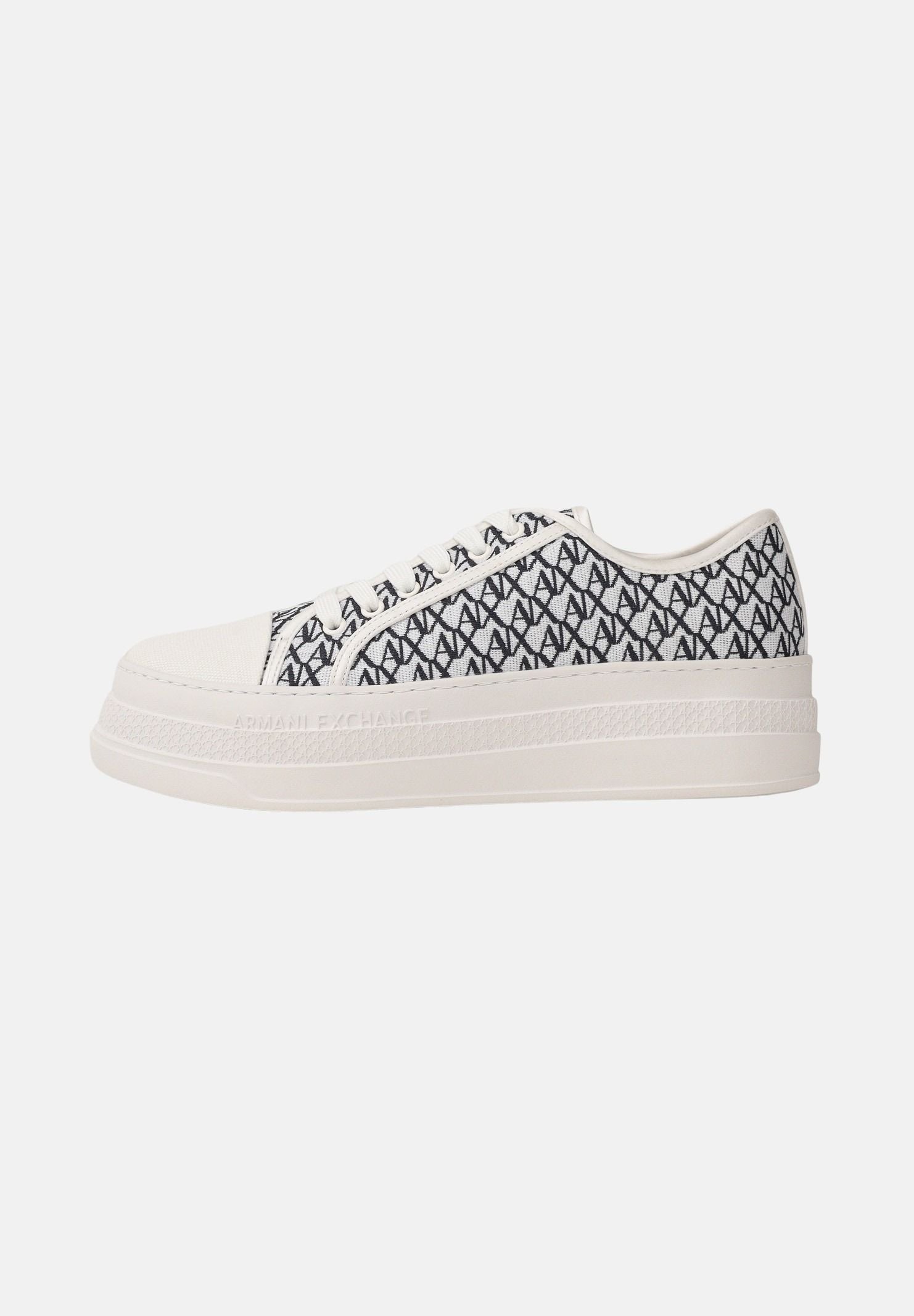 ARMANI EXCHANGE Sneakers panna e blu da donna con motivo all-over A|X XW002786AF23055 MZ266 ARMANI EXCHANGE