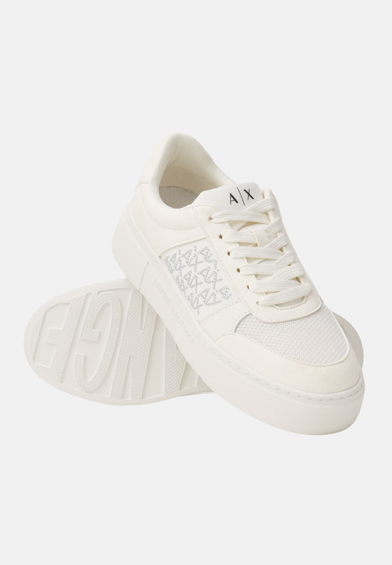 ARMANI EXCHANGE Sneakers panna da donna con logo in strass XW002788AF23057 U0011 ARMANI EXCHANGE