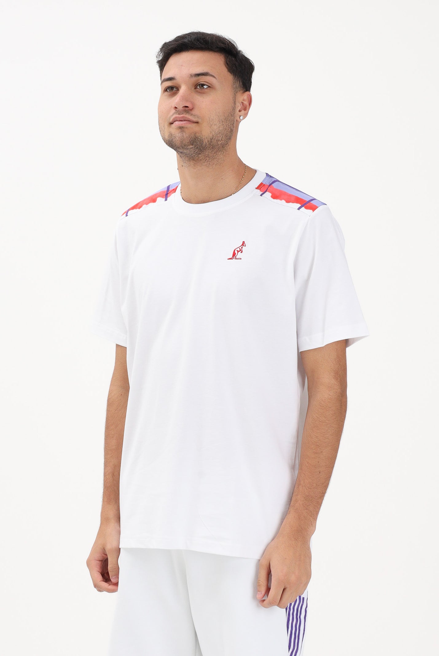 AUSTRALIAN T-shirt a manica corta bianca da uomo con inserti decorativi multicolor ARUTS0011GORA01 002A AUSTRALIAN