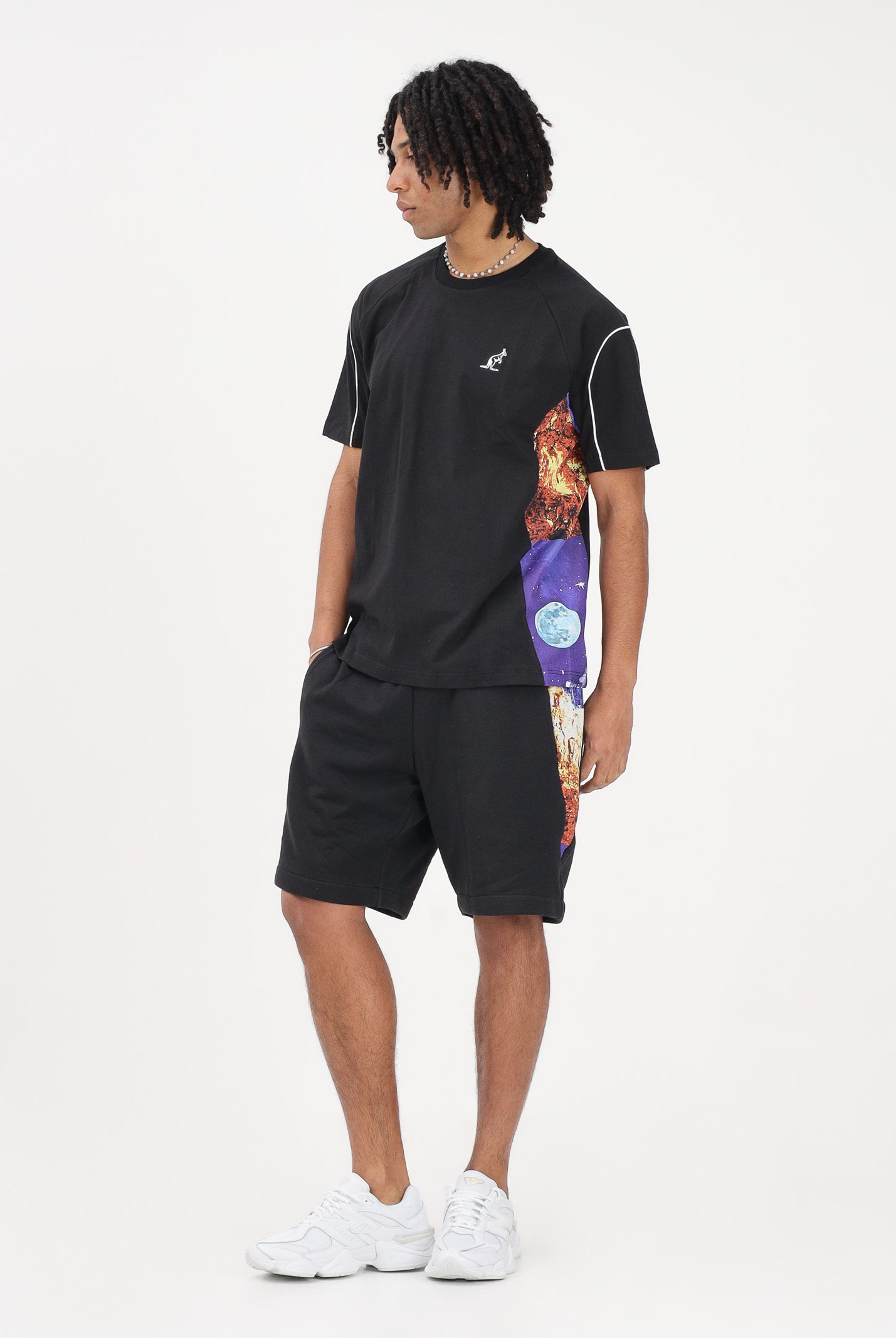 AUSTRALIAN Shorts sportivo nero da uomo con inserti stampati SPUSH0016877 003 AUSTRALIAN