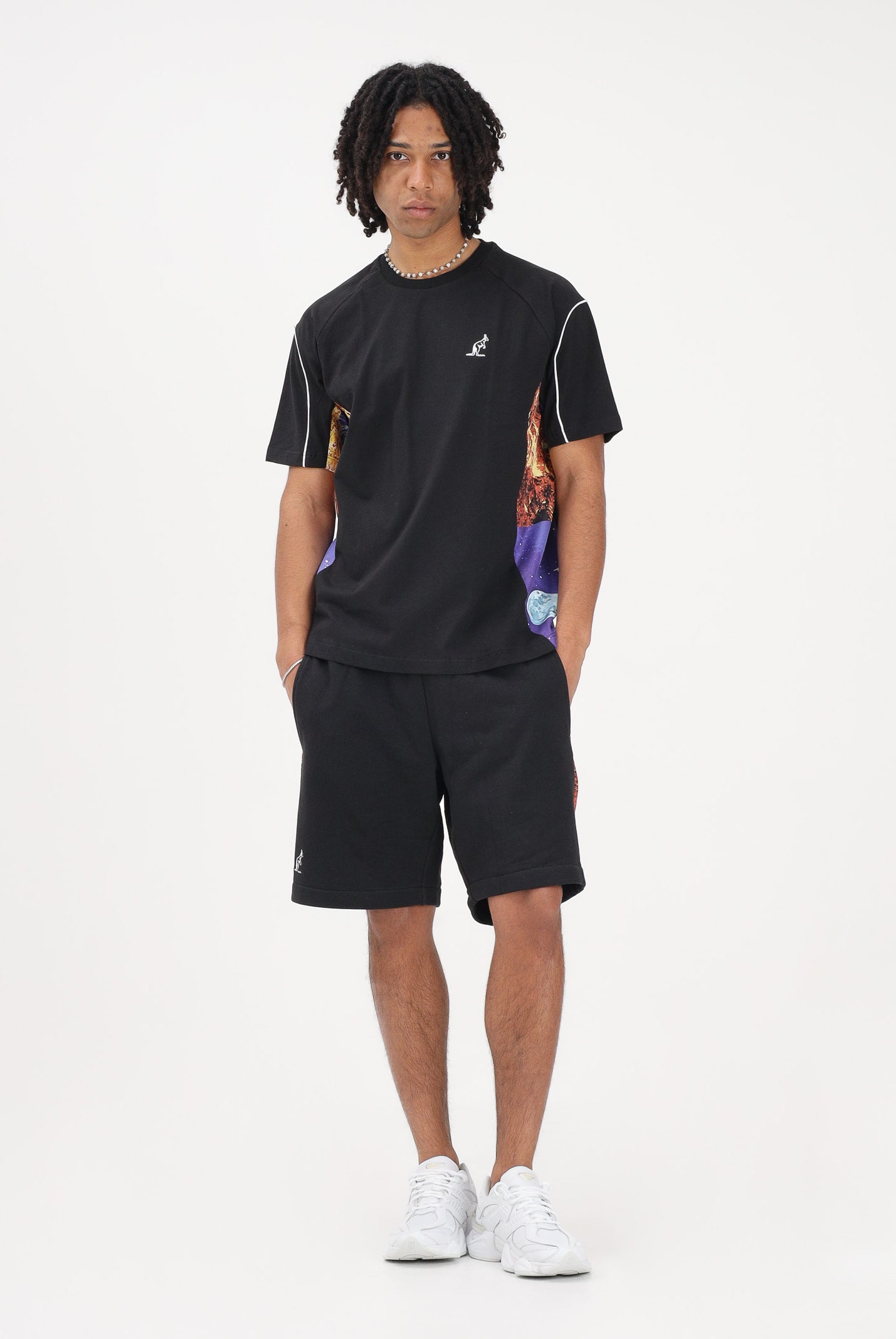 AUSTRALIAN Shorts sportivo nero da uomo con inserti stampati SPUSH0016877 003 AUSTRALIAN