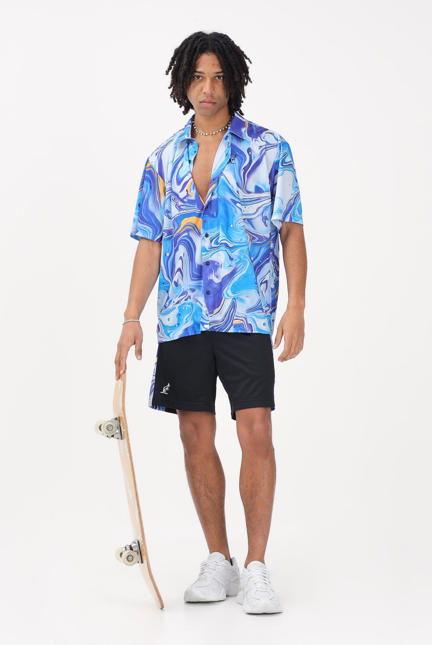 AUSTRALIAN Shorts sportivo nero da uomo con inserti laterali stampati SPUSH0019831 002 AUSTRALIAN