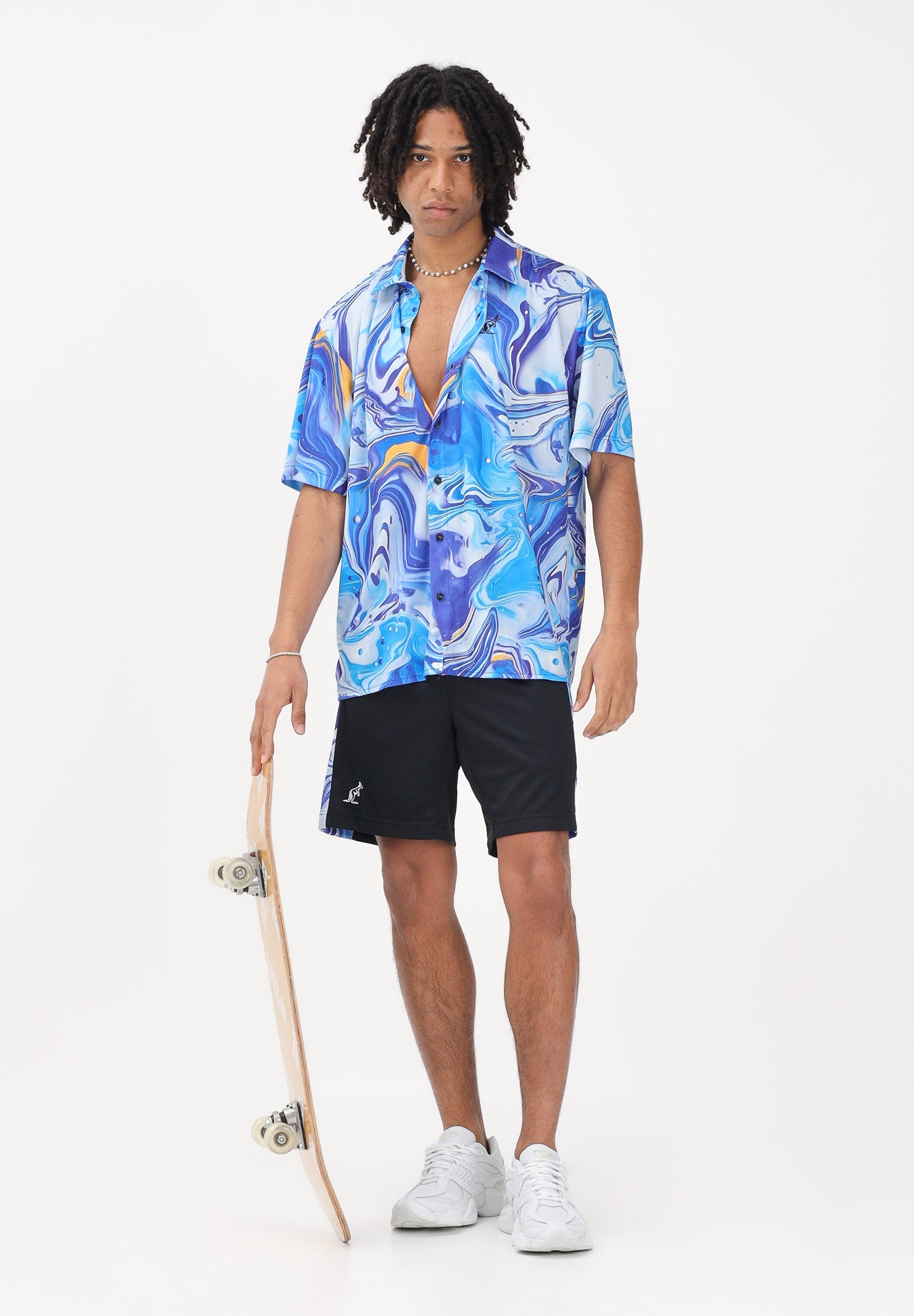 AUSTRALIAN Shorts sportivo nero da uomo con inserti laterali stampati SPUSH0019831 002 AUSTRALIAN